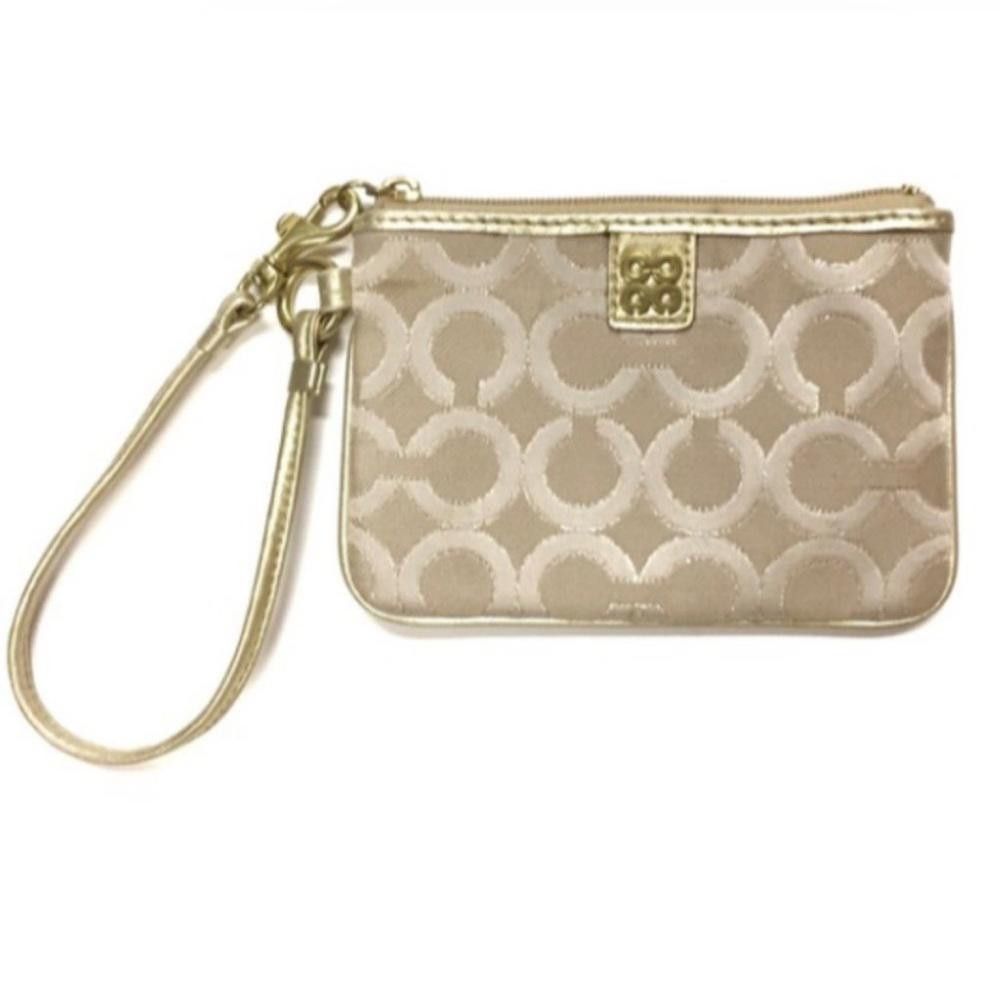 Coach Coach Julia Op Art Signature Gold Light Khaki Wristlet Size ONE SIZE - 1 Thumbnail