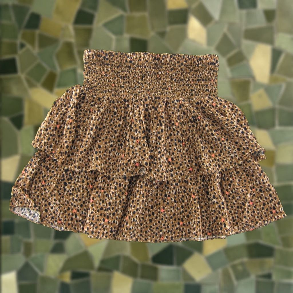 Anthropologie DOLAN Anthropologie Skirt Women Medium Brown Black Pink Cheetah Polk Dot Tiered Size 32" / US 10 / IT 46 - 1 Thumbnail