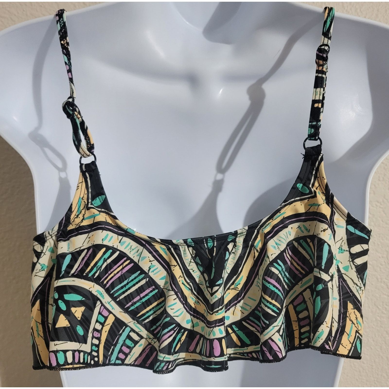 Other Body Glove Black Purple Teal Geo Print Bikini Top M Pull On Size ONE SIZE - 3 Thumbnail