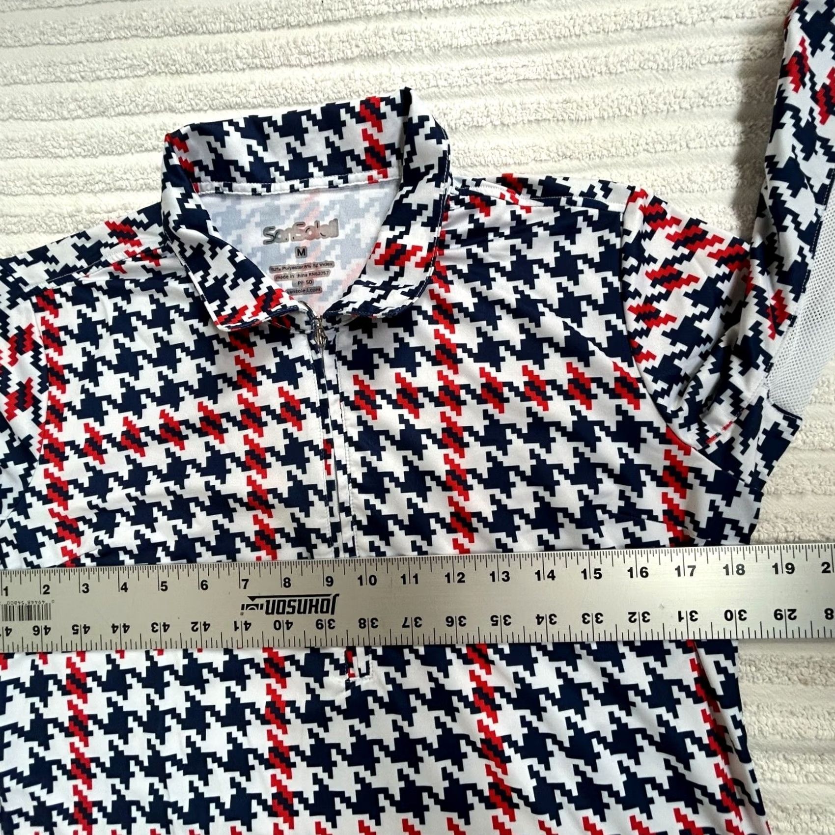 Vintage Sansoleil Womens Shirt Medium Houndstooth 1/4 Zip Long Sleeve Stretch UPF 50 Activewear Golf Size M / US 6-8 / IT 42-44 - 6 Thumbnail