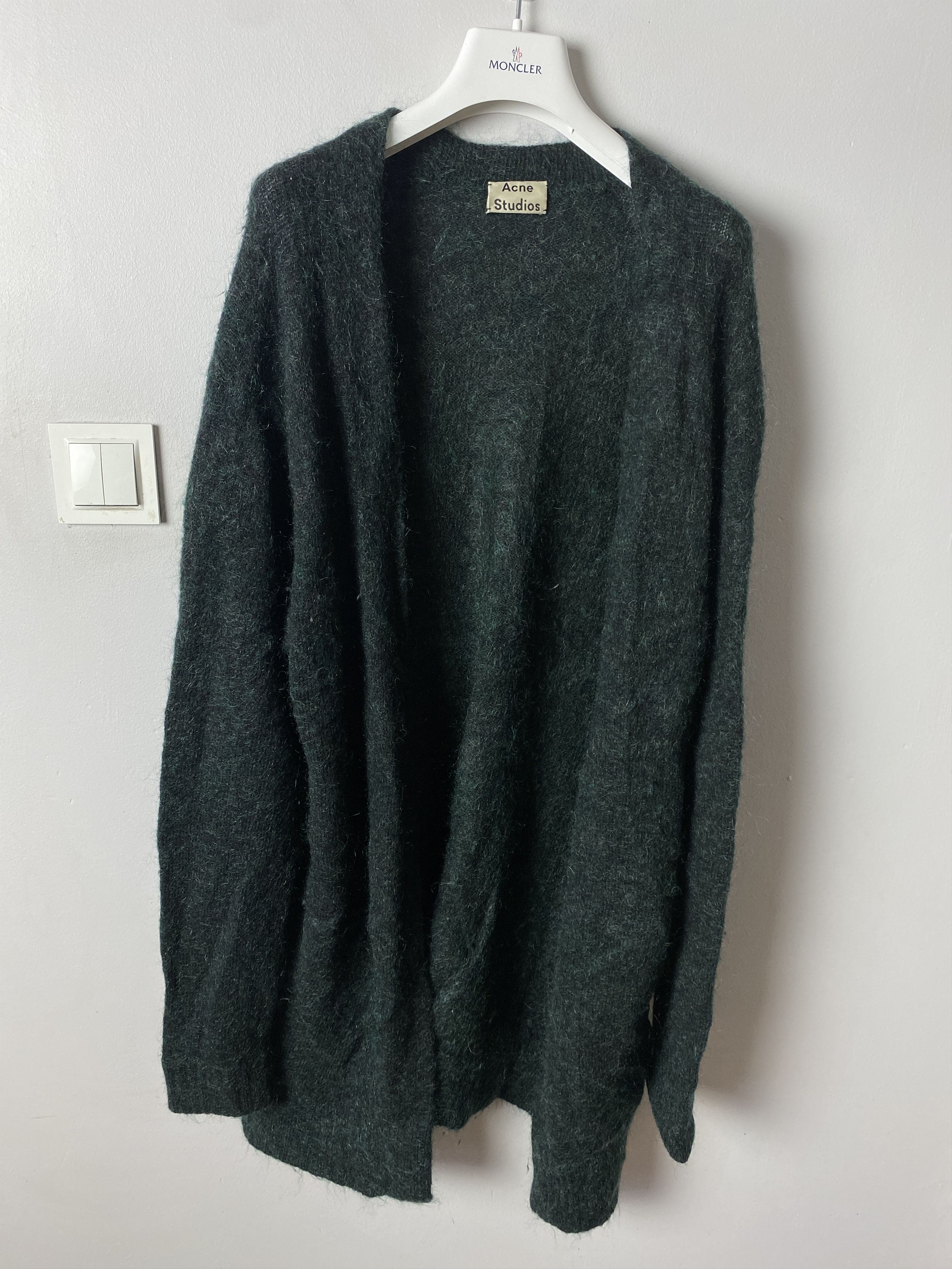 Image of Acne Studios Raya Short Paw 14 Cardigan Knitwear Mohair Wool in Green, Women's (Size XS)