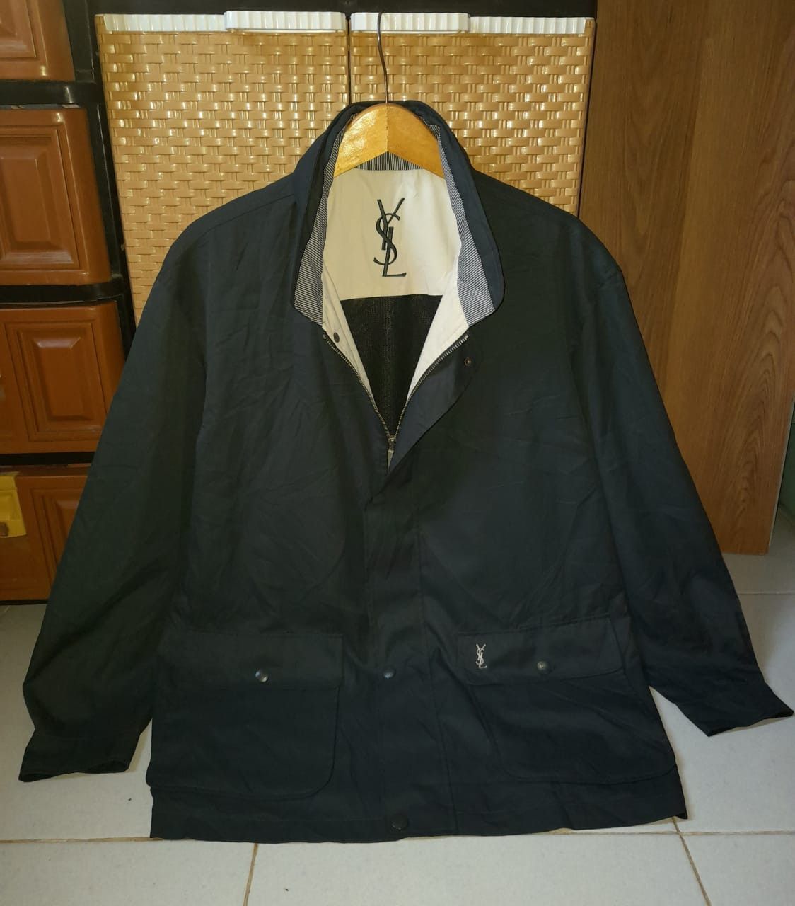 image of Big Logo Vintage YVES Saint Laurent X YSL Jacket in Dark Green, Men's (Size Large)