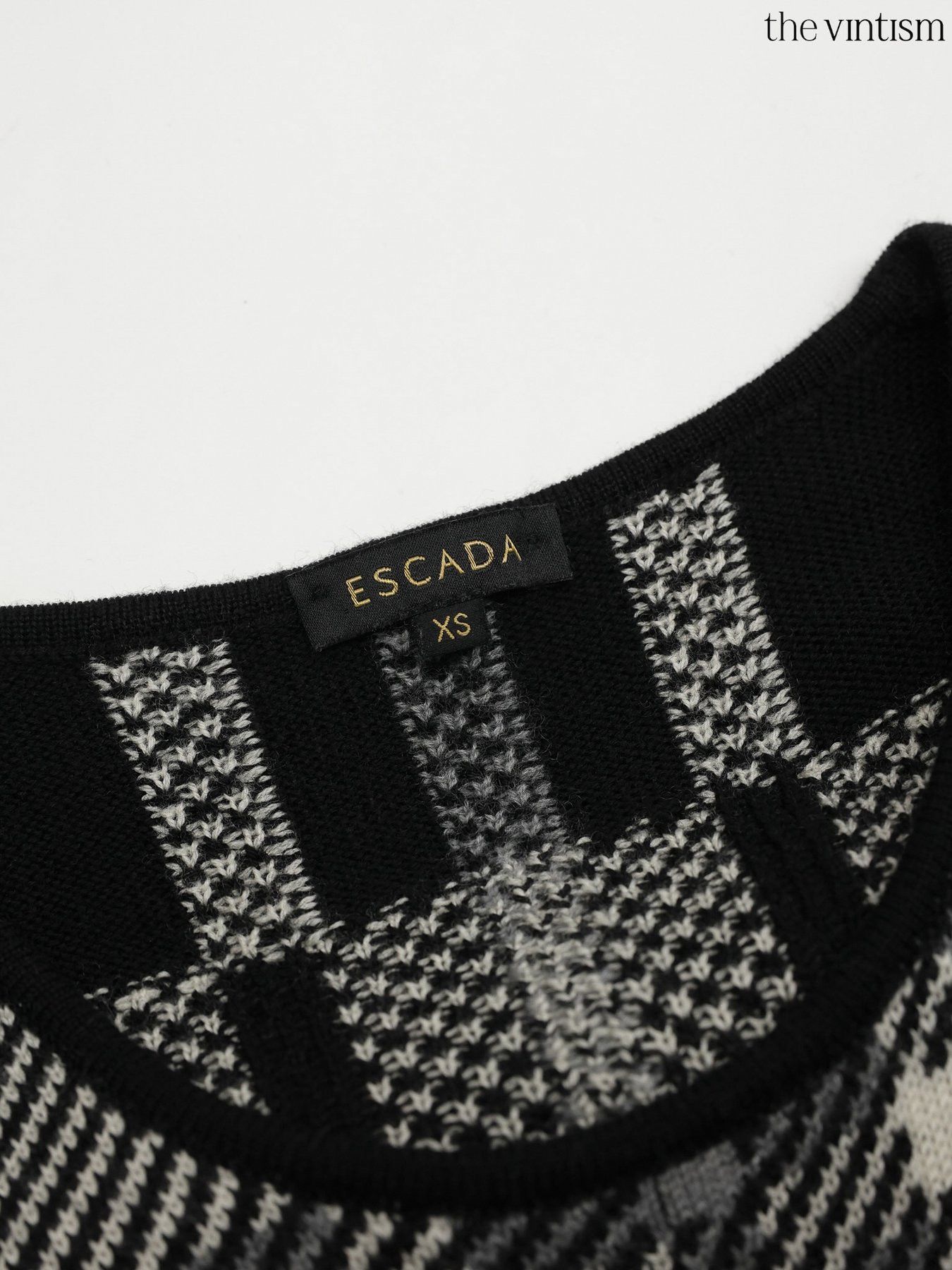 Escada Escada Cream Black Grey Check Pure Virgin Wool Sweater XS/S Size XS / US 0-2 / IT 36-38 - 12 Thumbnail