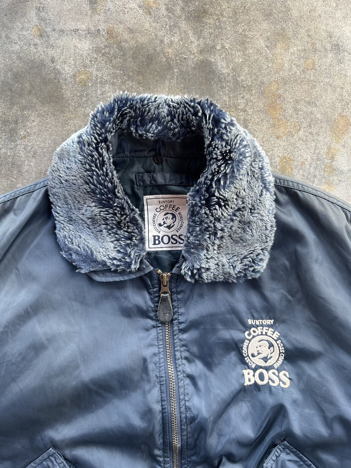 Vintage Vintage Boss Coffee Bomber Fur Flight Jacket Size US M / EU 48-50 / 2 - 4 Thumbnail