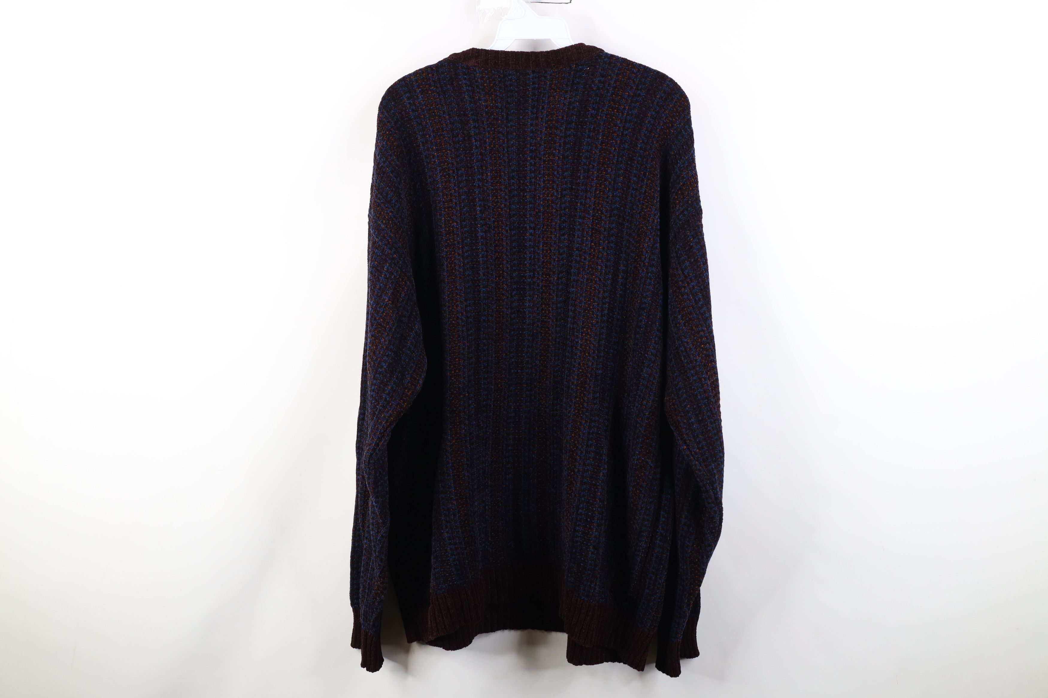 Vintage Vintage 90s Streetwear Striped Fleece Knit Crewneck Sweater Size US XL / EU 56 / 4 - 7 Thumbnail