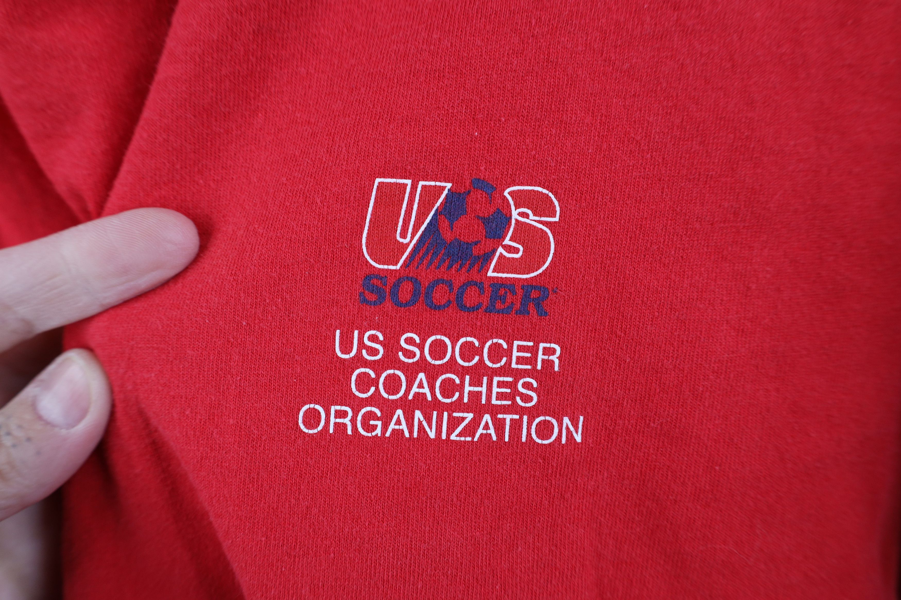 Nike Vintage 90s Y2K Nike Soccer USA Soccer Coaches T-Shirt Red Size US L / EU 52-54 / 3 - 4 Thumbnail