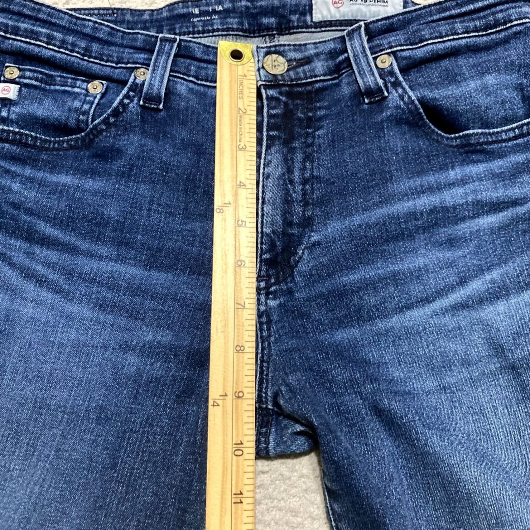Denime AG Adriano Goldschmied Jeans Blue Denim Dark Wash Slim 29 - Womens - 5-Pocket Crop Stretch Button Zip Inseam 25 in Size 29" - 7 Thumbnail