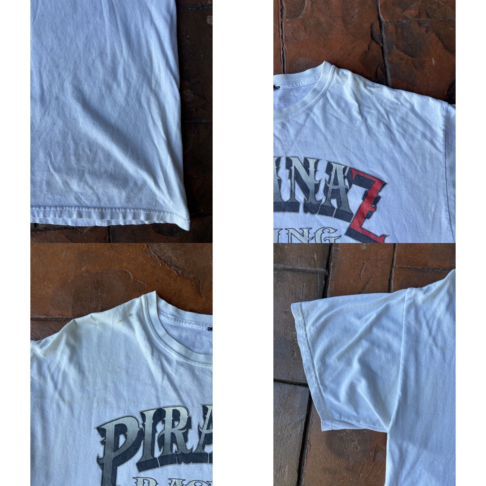 Vintage VINTAGE Pirana Z T-Shirt XL White Graphic Print Crew Neck Short Sleeve Grunge Racing Nuts & Bolts Men Size US XL / EU 56 / 4 - 8 Thumbnail