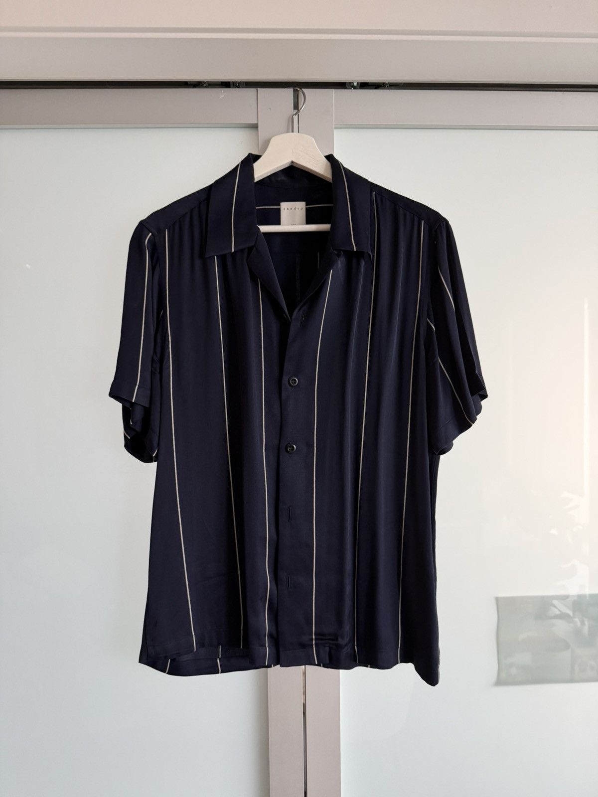 Sandro Navy Striped Camp Collar Bowling Shirt Size US S / EU 44-46 / 1 - 1 Thumbnail