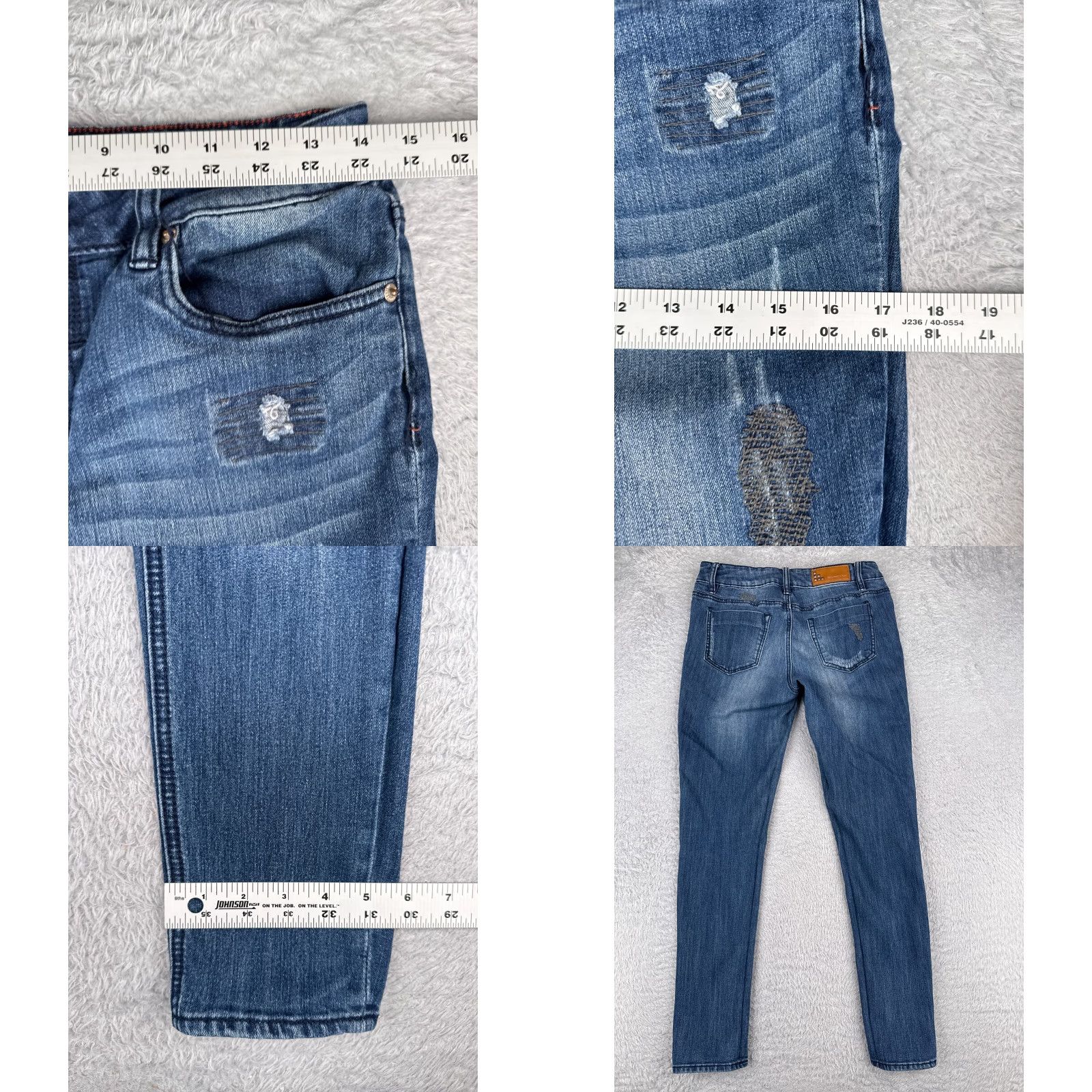 Levi's Levi's Jeans Juniors 9 Blue Denim Distressed Skinny Mid 28x29 Cotton 5-Pocket Design Regular Women's Vintage No N/A Size 30" / US 8 / IT 44 - 9 Thumbnail