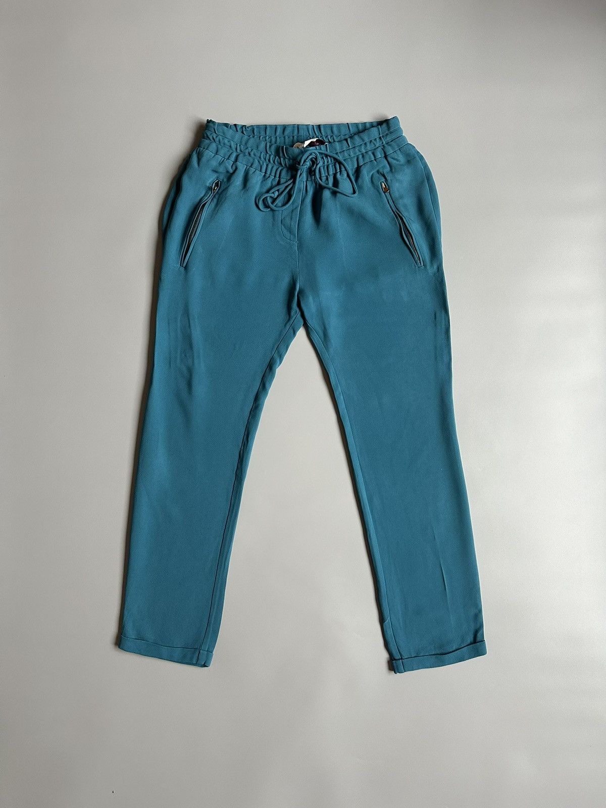 Adidas Stella McCartney Teal Aqua Blue Rayon Pants Straight Size 40 Size 27" / US 4 / IT 40 - 1 Thumbnail
