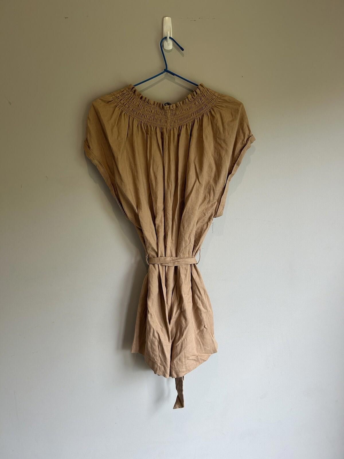 Designer Sportsgirl Playsuit Linen W/Belt Brown - Size 4 (003) Size 25" / US 0 / IT 36 - 8 Thumbnail