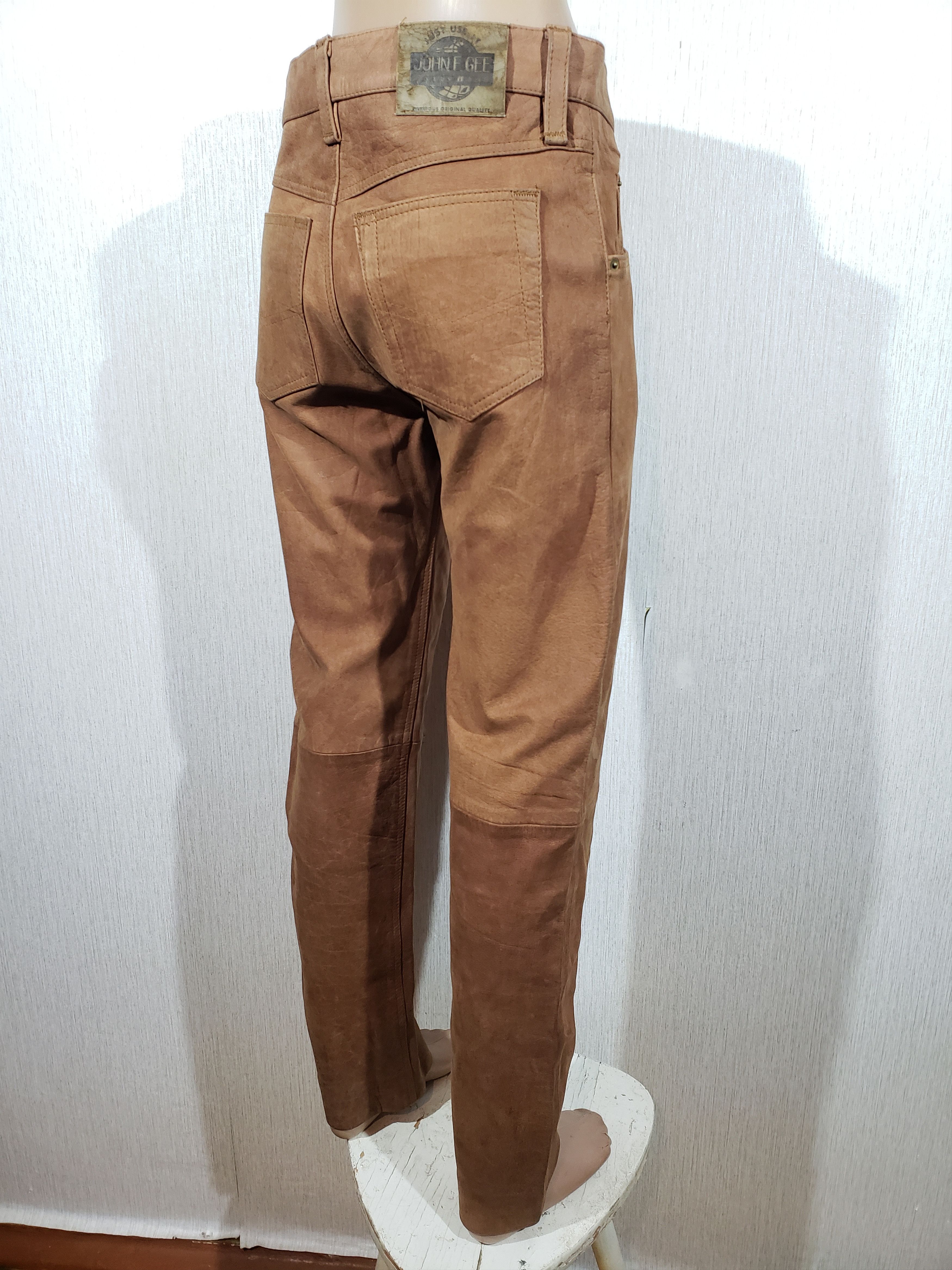 Genuine Leather Brown leather pants made of nubuck leather. Size US 29 - 6 Thumbnail