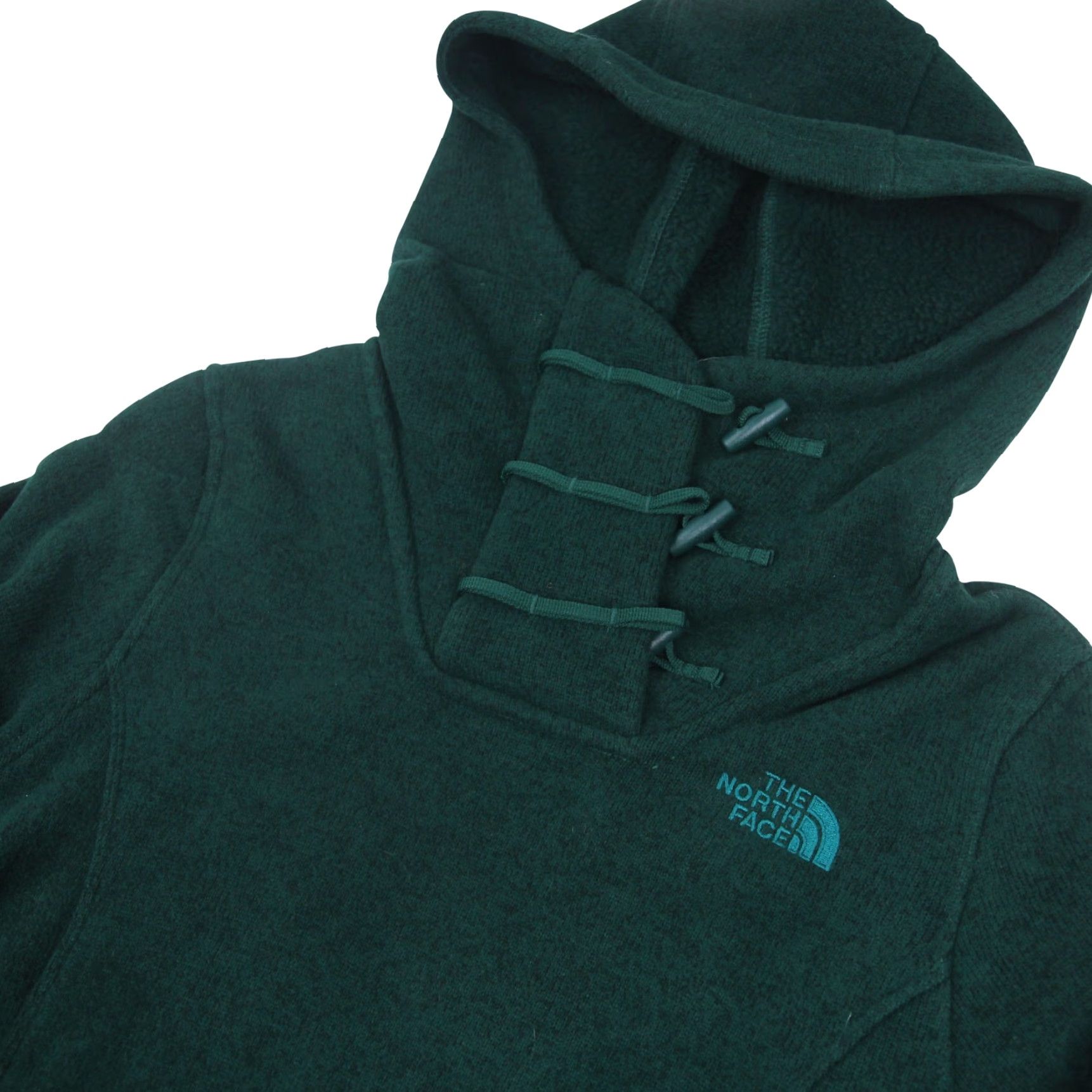 The North Face VINTAGE The North Face Womens Small Crescent Fleece Hooded Sweater Green Size S / US 4 / IT 40 - 2 Thumbnail