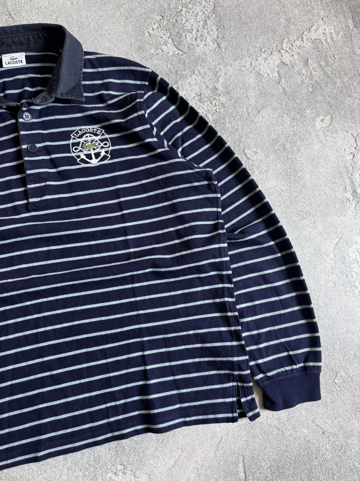Lacoste × Vintage Lacoste XL striped rugby polo long sleeve sweatshirt jumper Size US XL / EU 56 / 4 - 7 Thumbnail