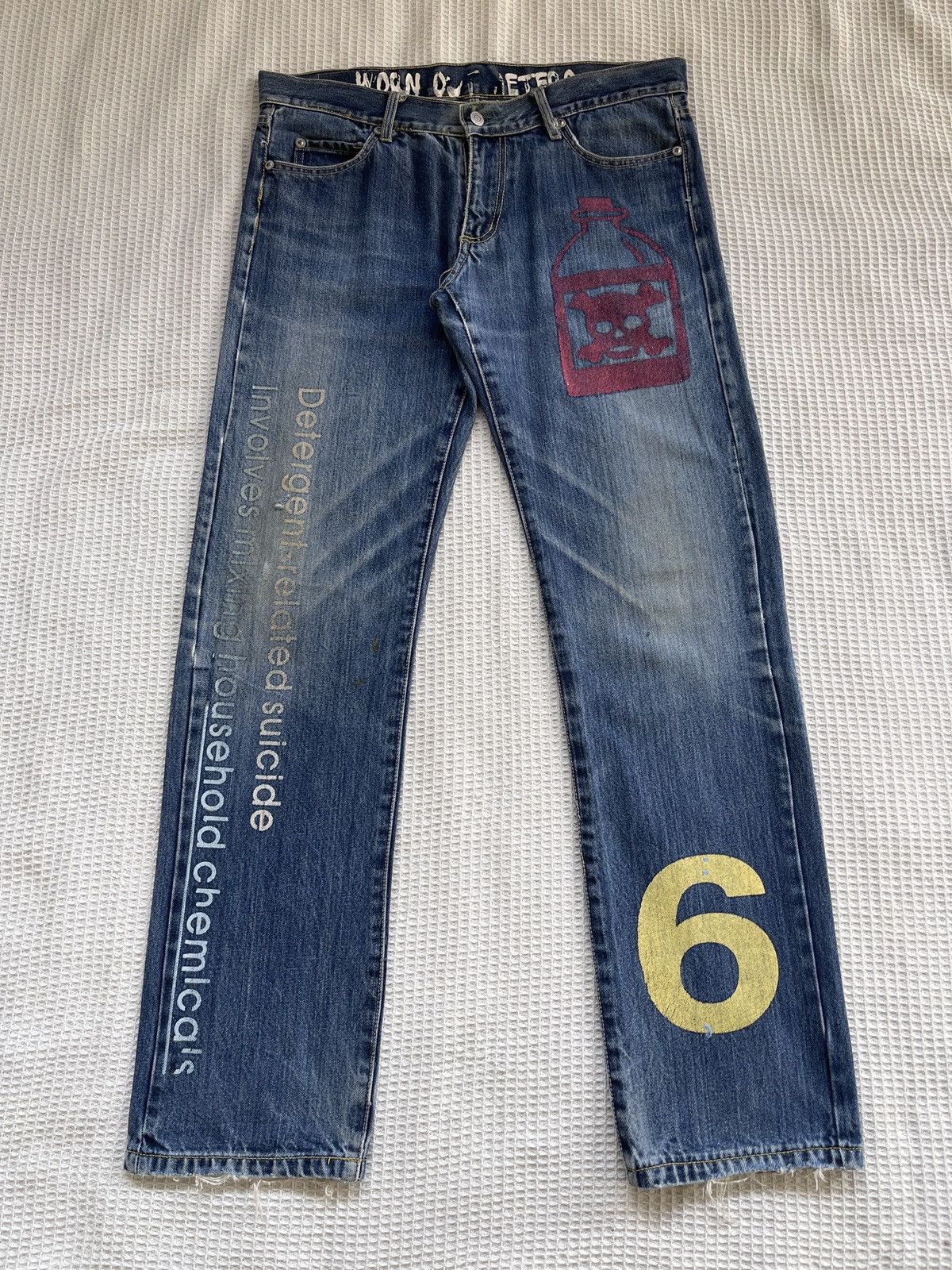 Japanese Brand Rare🔥Japanese Brand Suicide Distressed Denim Jeans Size US 35 - 2 Thumbnail