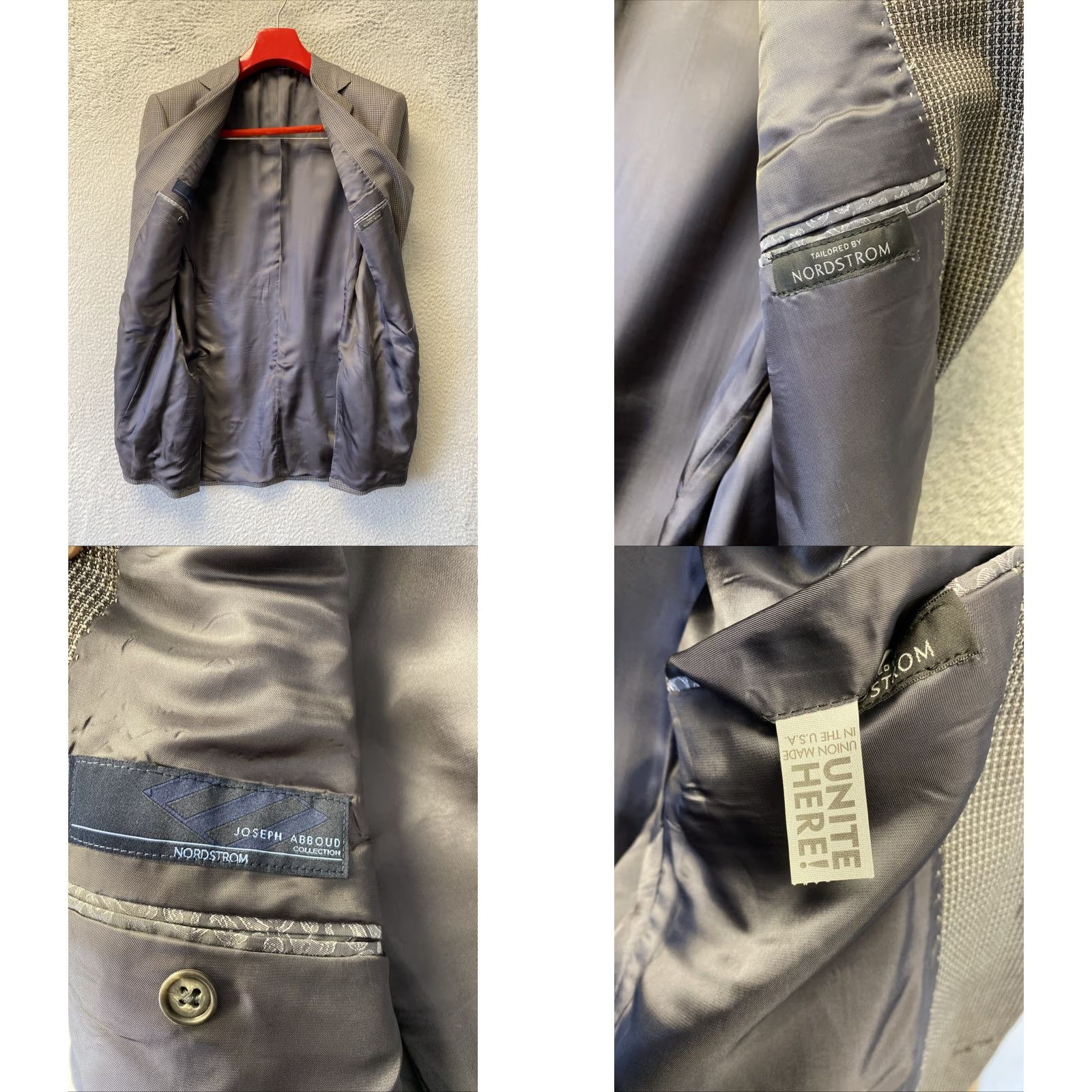 Nordstrom Nordstrom Joseph Abboud Jacket Men 42L Wool Houndstooth Brown Gray Blazer Single-Breasted 4? Size 42R - 8 Thumbnail