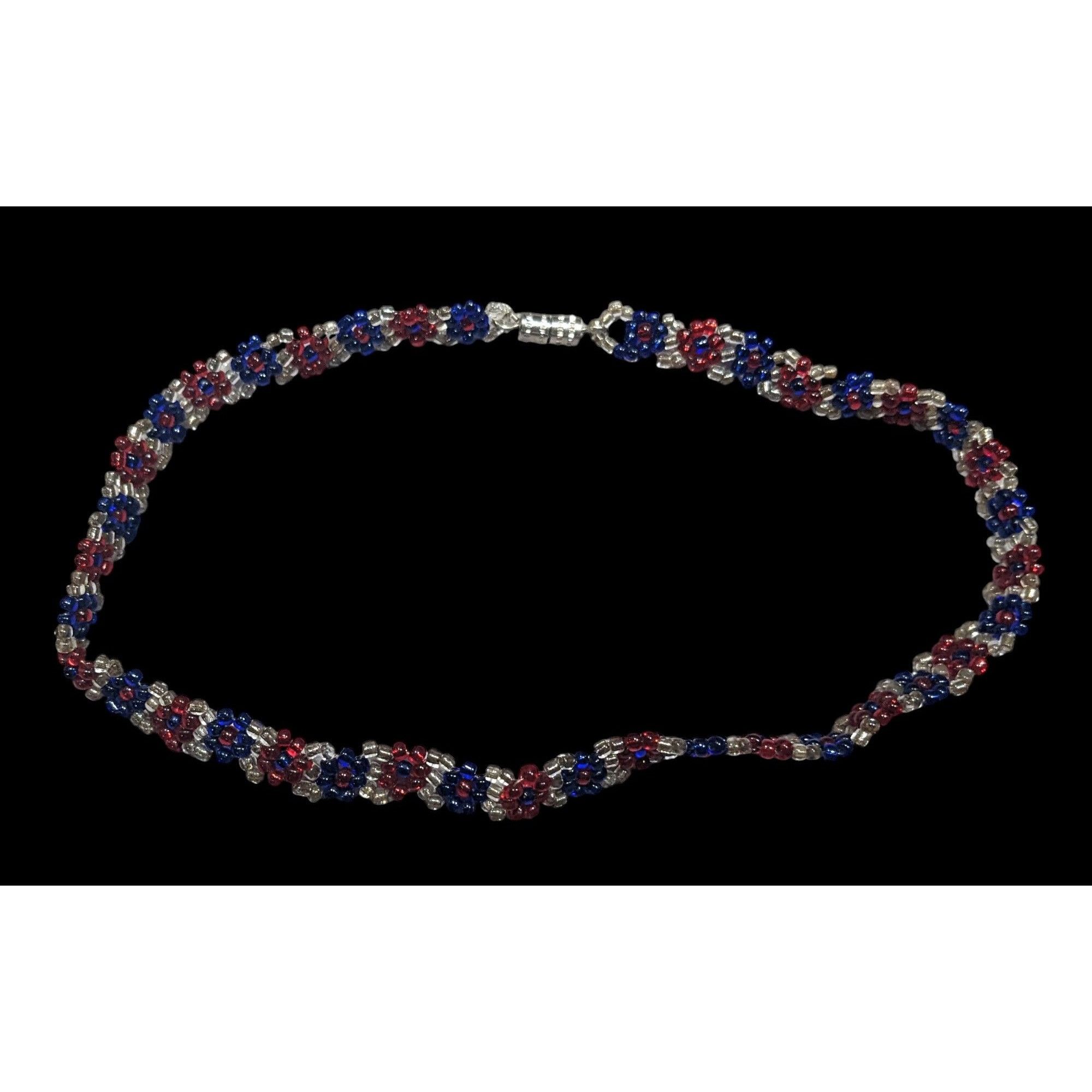 Other Handmade Floral Red And Blue Glass Beaded Choker Size ONE SIZE - 2 Thumbnail
