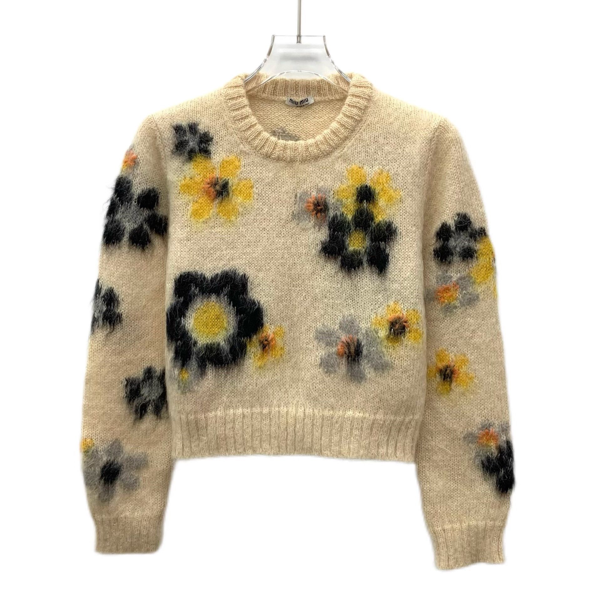 Miu Miu Miu Miu Floral Yellow Sweater S Women Size S / US 4 / IT 40 - 1 Thumbnail