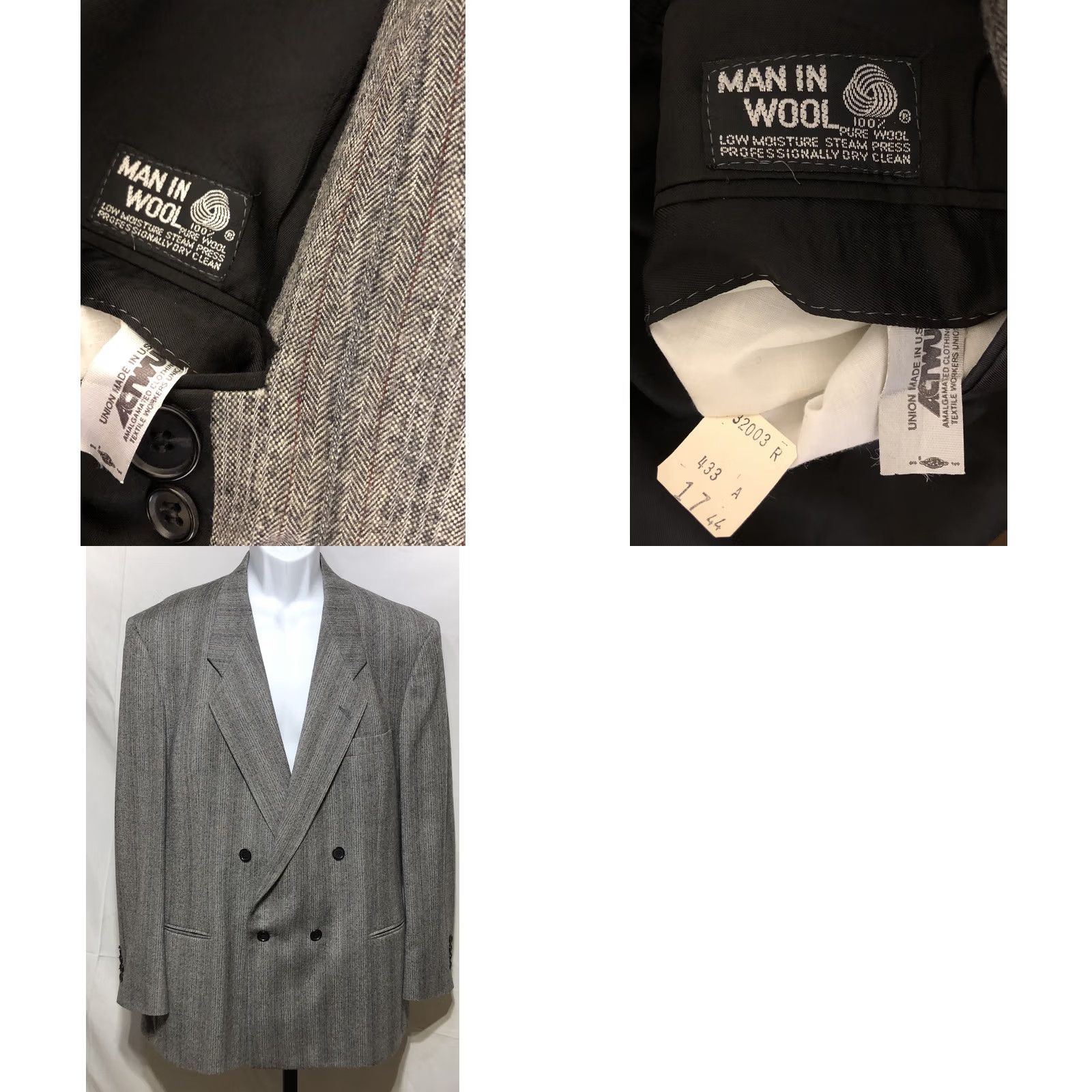 Pierre Cardin VINTAGE Pierre Cardin 2pc Suit Gray Stripe 100% Wool Double Breast 44R Men Size 44R - 9 Thumbnail
