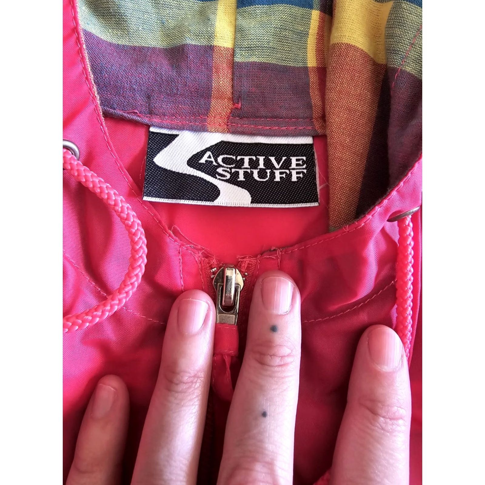 Pinko VINTAGE 80s 90s Pink Windbreaker Active Wear S/M Womens Small Medium Plaid Lining Nylon Cotton Outdoors Running Hiking Nature Girl Size S / US 4 / IT 40 - 4 Thumbnail