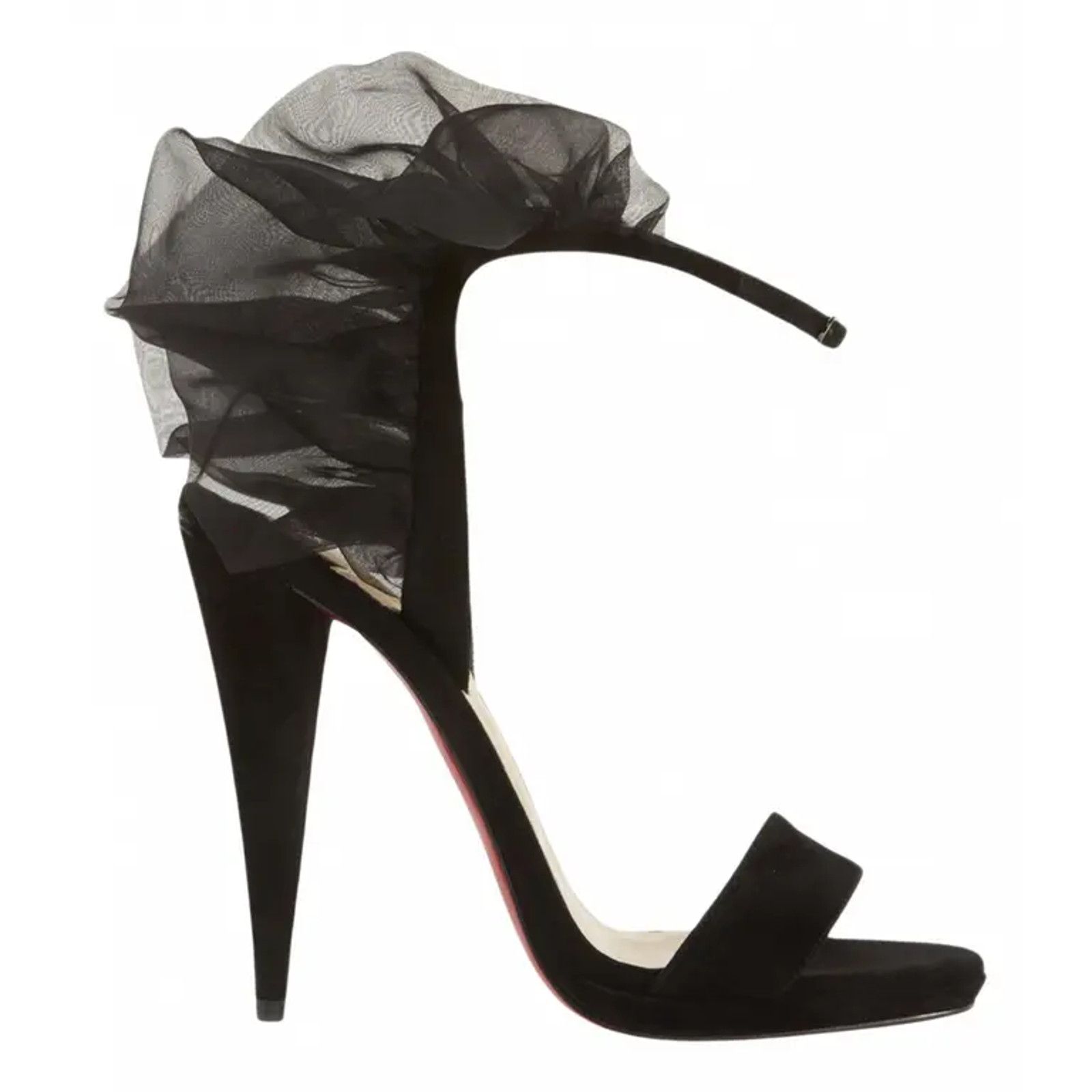 Christian Louboutin Jacqueline De 120 Black Suede Ankle Strap Cone Heel Pump 37 Size US 7 / IT 37 - 1 Thumbnail