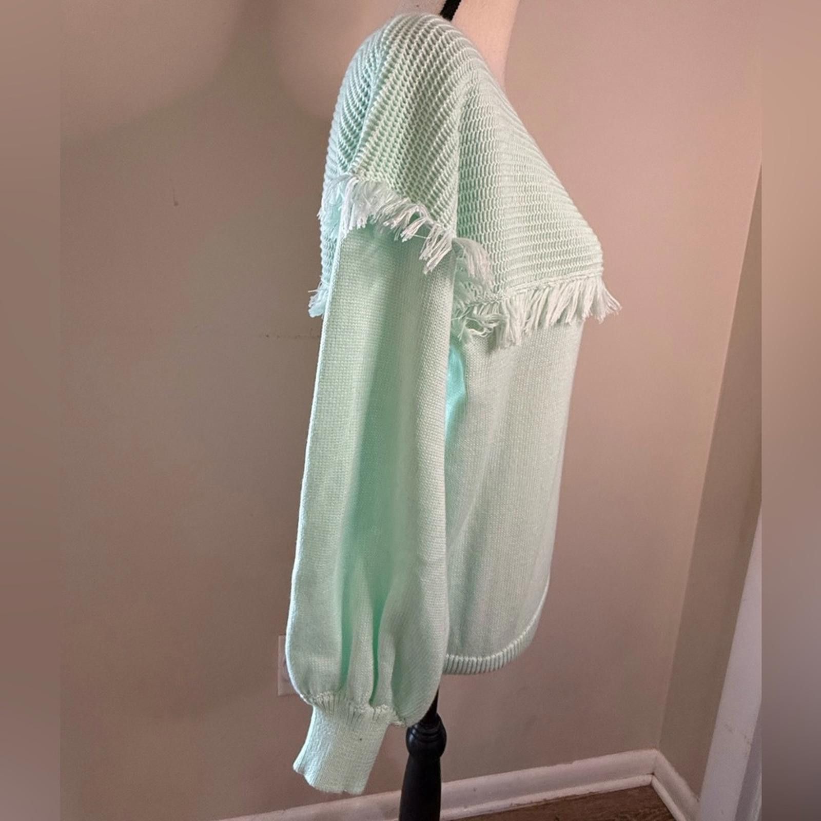 Other Grace + Karma mint green sweater fringe ribbed SZ SM Size S / US 4 / IT 40 - 3 Thumbnail