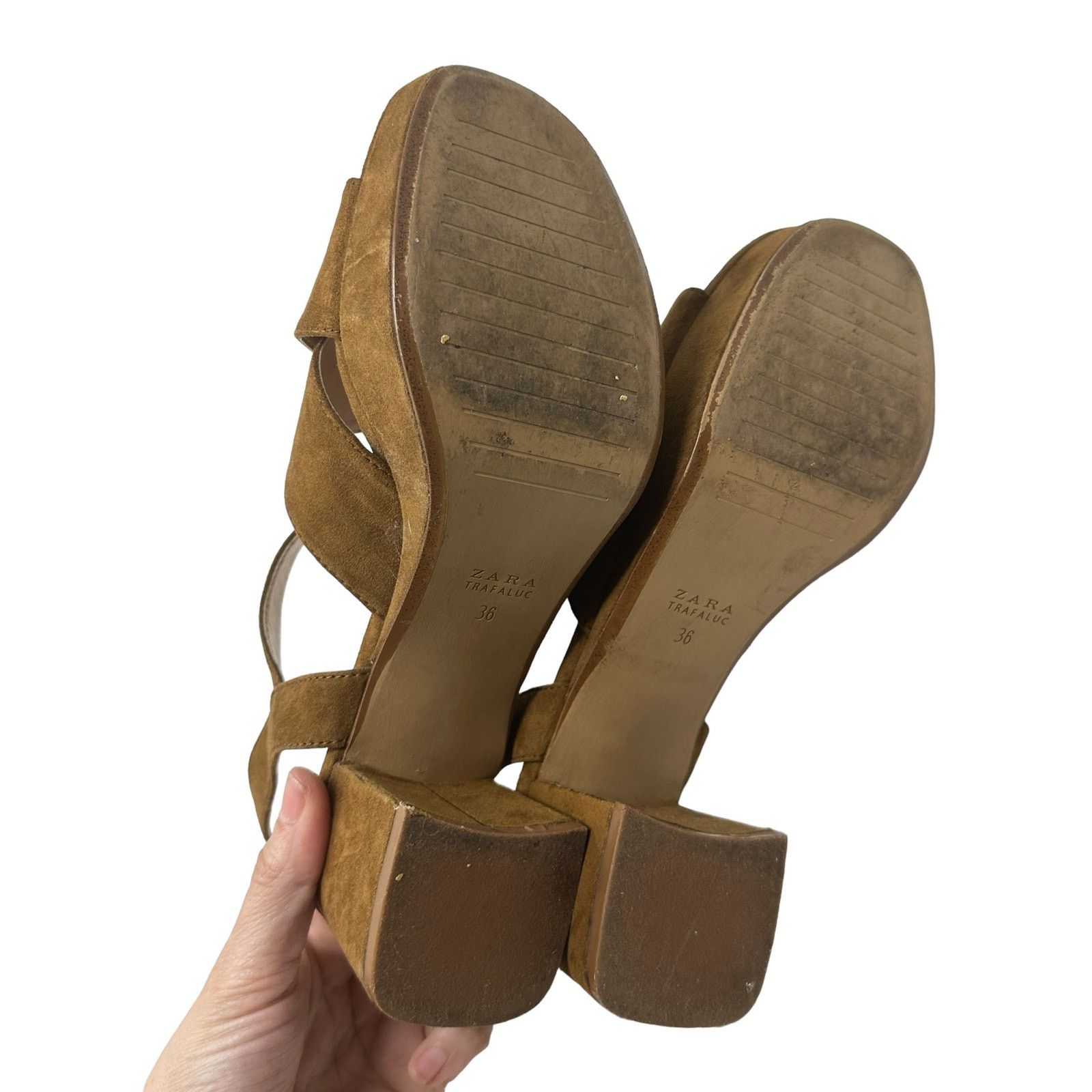 Zara Zara brown suede platform block heel sandals size 36 Size US 6 / IT 36 - 9 Thumbnail