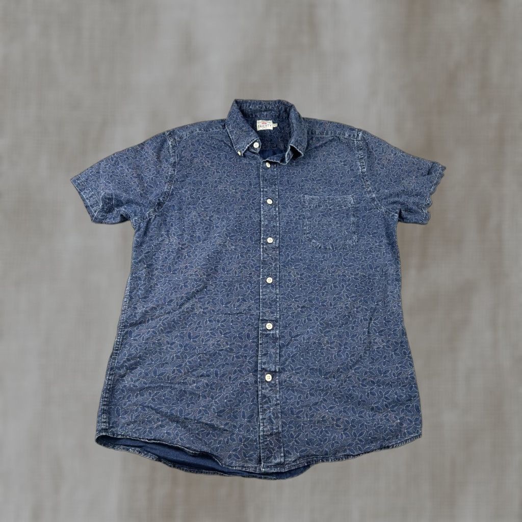 Faherty Faherty Shirt Mens Medium Blue Chambray Floral Button-Down Short Sleeve Hawaiian Size US M / EU 48-50 / 2 - 1 Thumbnail