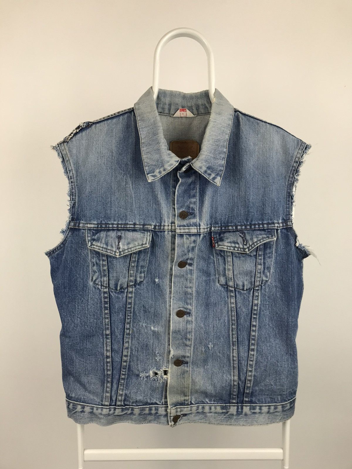 Levi's Cut-off Denim Vest, Men's Size L cotton blue type Vintage Second Hand
