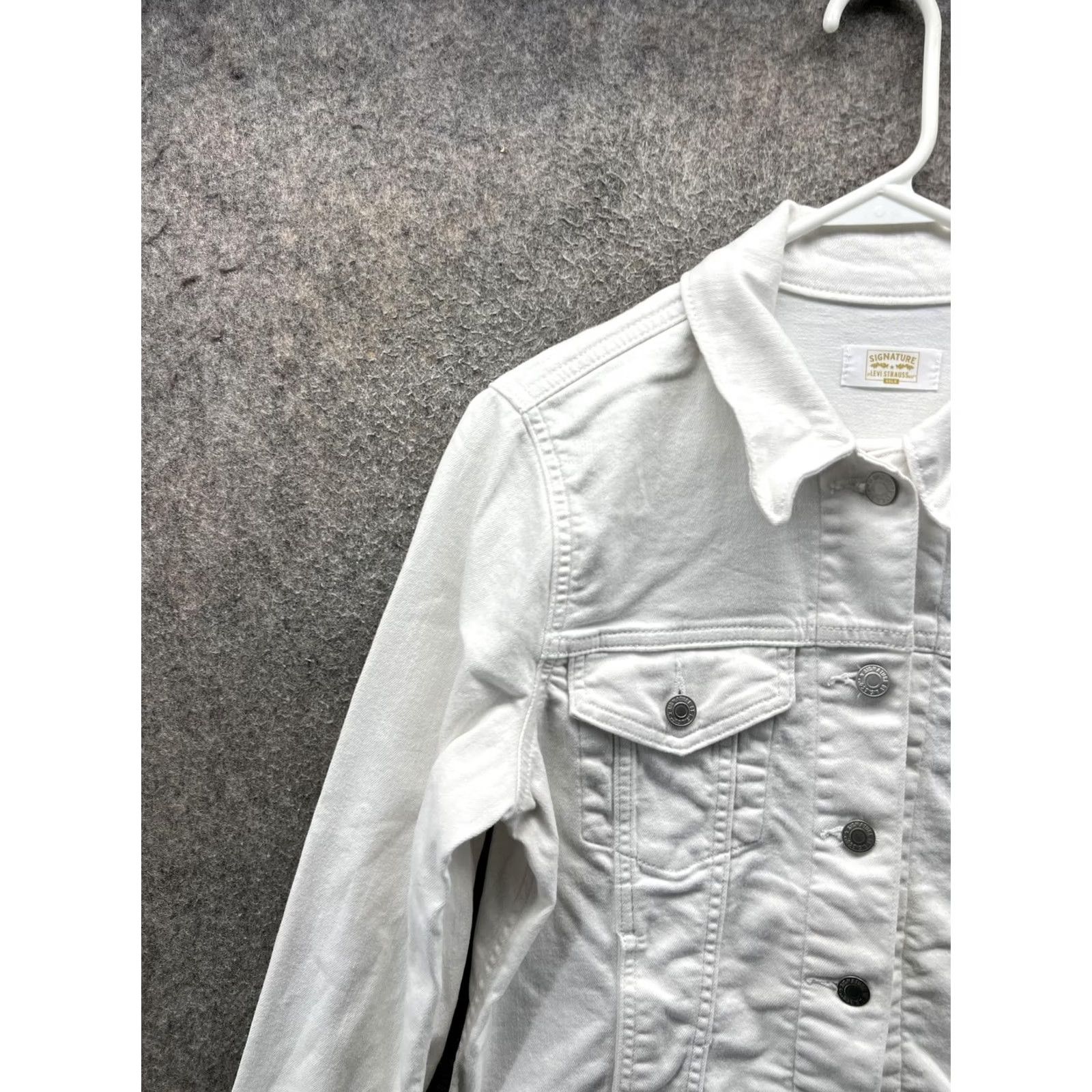 CO Signature by Levi Strauss & Co Jacket Womens Large White Denim Button Front Size L / US 10 / IT 46 - 7 Thumbnail
