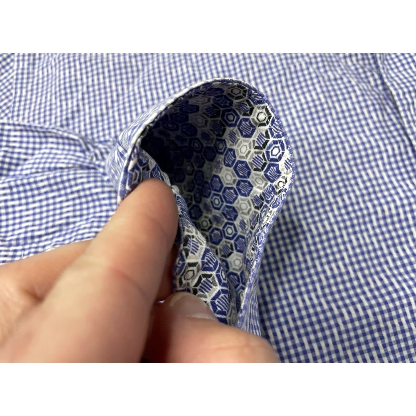 Robert Graham Robert Graham Shirt Button-Up Mens Regular Size M Blue Cotton Gingham Check Long Sleeve Button Cuffs Inside Collar Pockets Classic Designer Size US M / EU 48-50 / 2 - 4 Thumbnail
