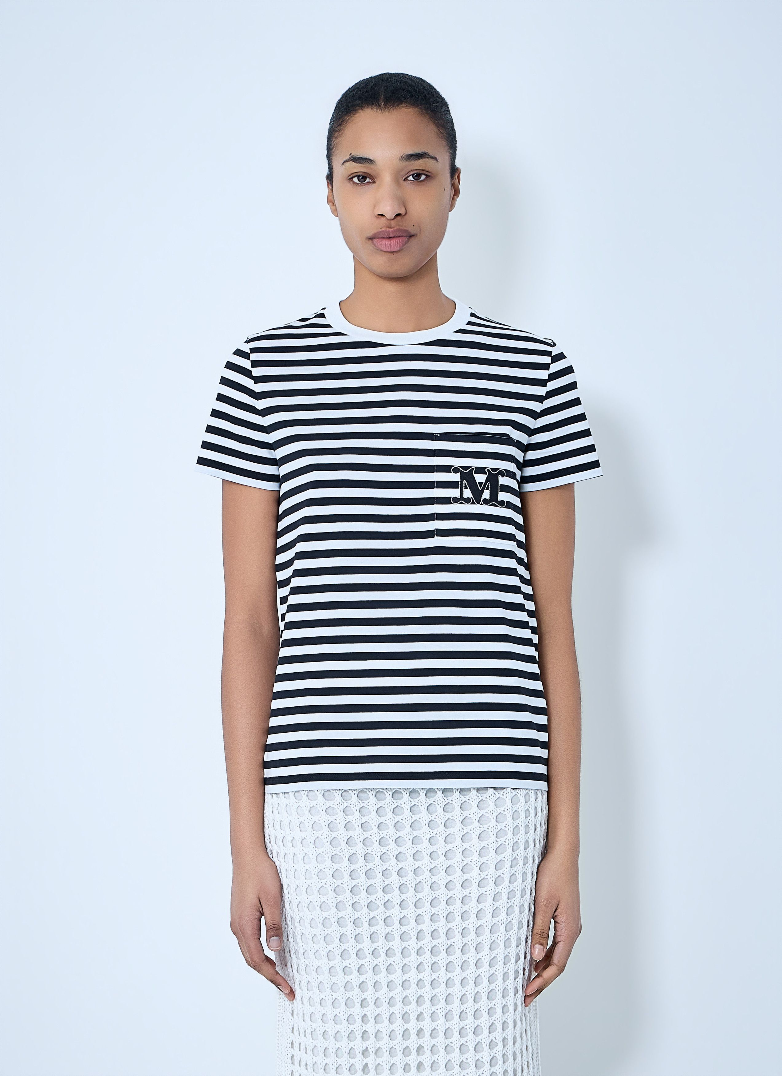 Max Mara Striped Cotton Jersey T-Shirt Size L / US 10 / IT 46 - 1 Thumbnail