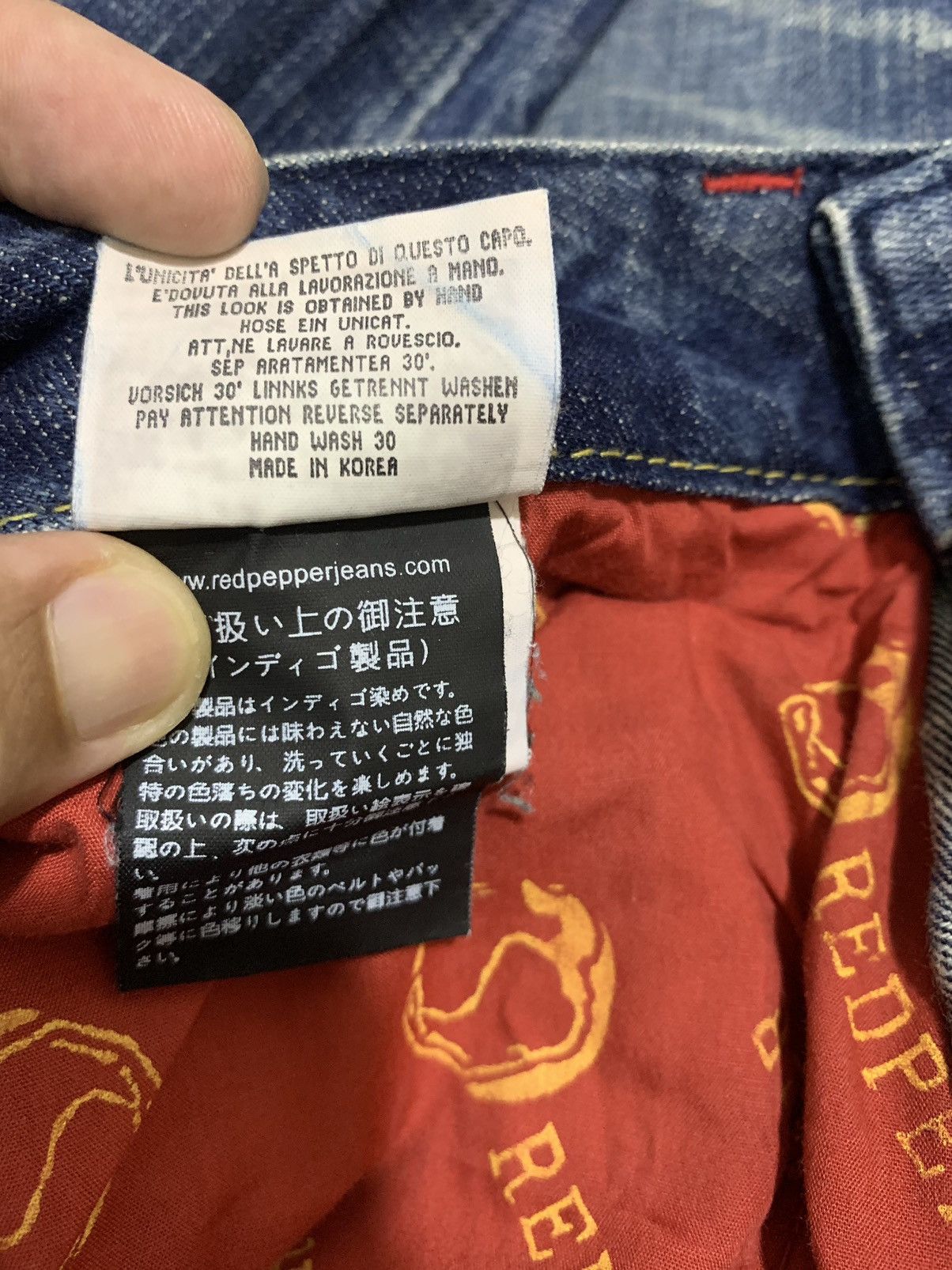 Japanese Brand Red Pepper denim pant red indian design distressed Size 31" - 12 Thumbnail