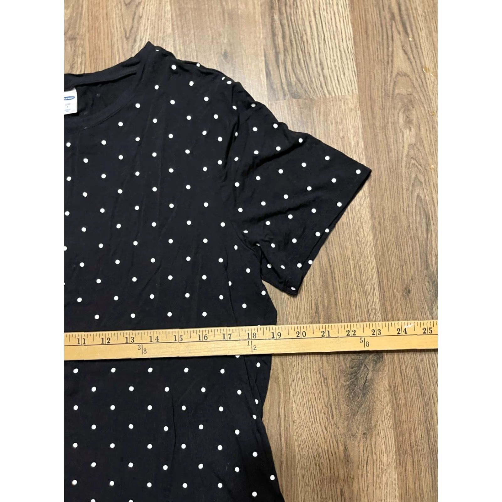 Old Navy Old Navy Shirt Women L Black White Polka Dots Luxe Short Sleeve T-Shirt Casual Modern Basic Size L / US 10 / IT 46 - 6 Thumbnail