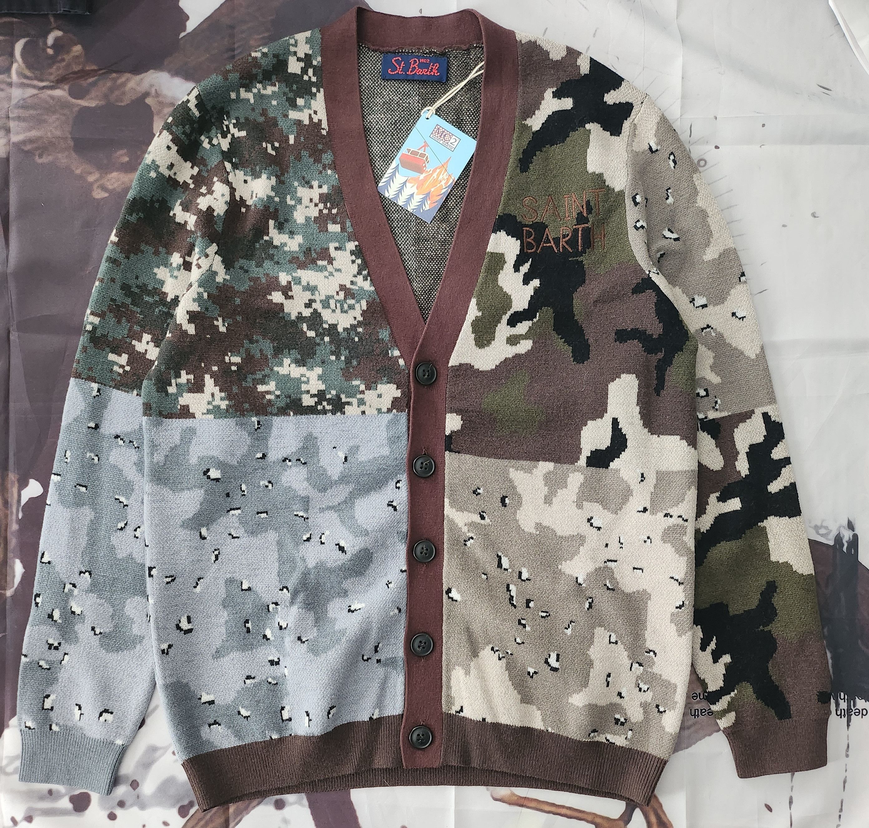 MC2 Saint Barth Camo Knit Cardigan Size US L / EU 52-54 / 3 - 1 Thumbnail