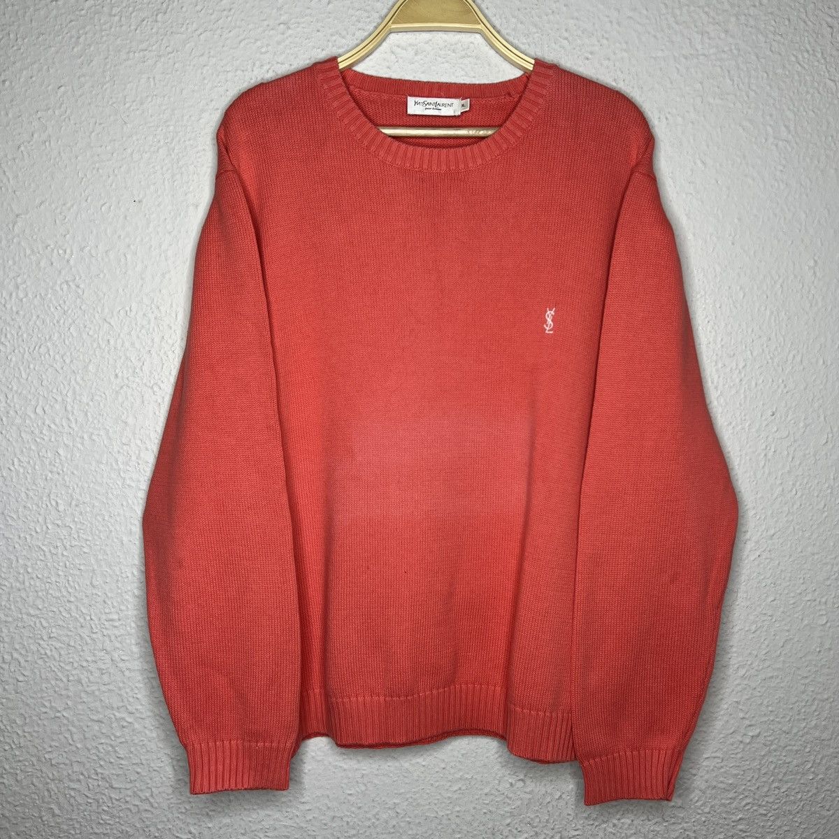 Designer × Yves Saint Laurent Yves Saint Laurent YSL Jumper Sweater Knitwear Peach Orange Size US XL / EU 56 / 4 - 1 Thumbnail