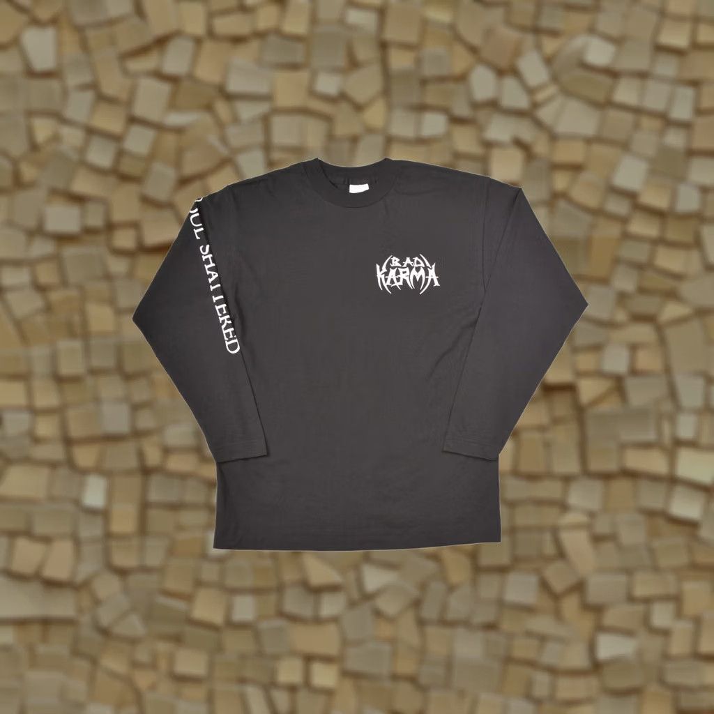 Vintage VINTAGE Rare Screen Stars Bad Karma Long Sleeve T-Shirt Mens L Black Rock Tee Size US L / EU 52-54 / 3 - 1 Thumbnail