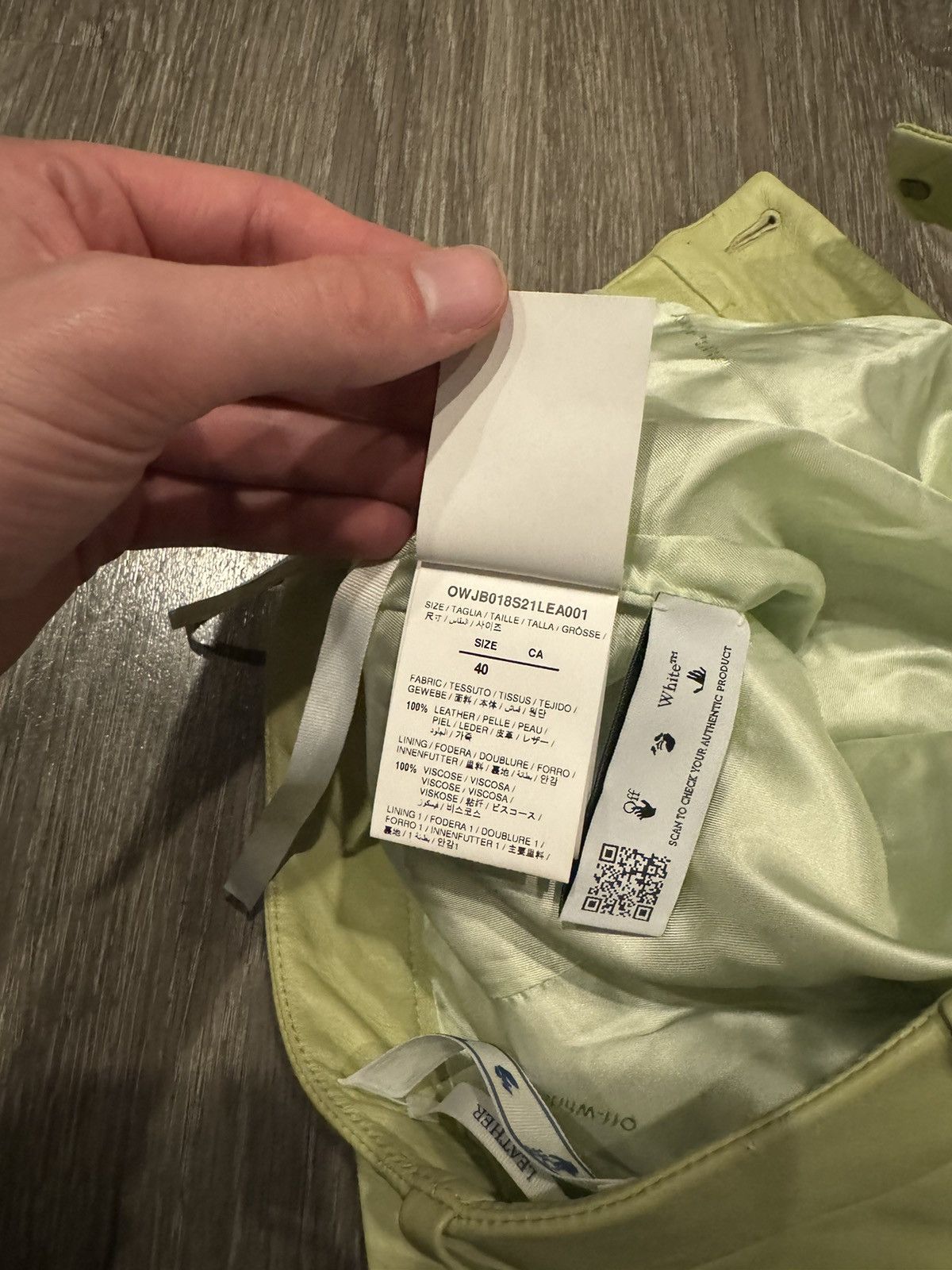 Off-White Off White 100% Leather Shorts Light Green 28-30 Size US 29 - 10 Thumbnail