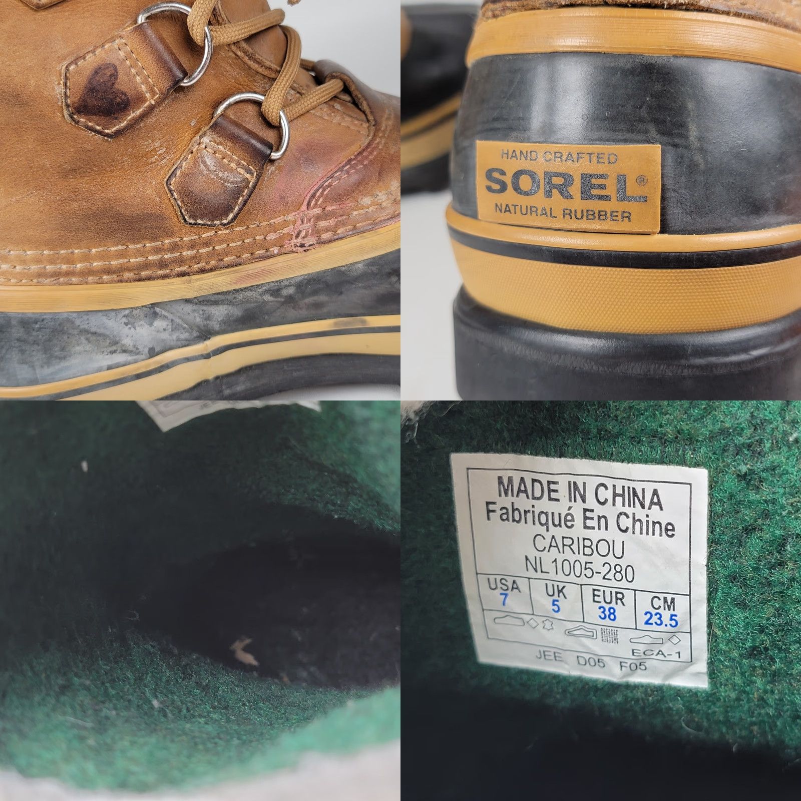 SOREL Sorel Caribou Boot Womens Size 7 NL1005-280 Waterproof Insulated Leather Brown Wool Lining Rubber Sole Shoes Size US 7 / IT 37 - 9 Thumbnail