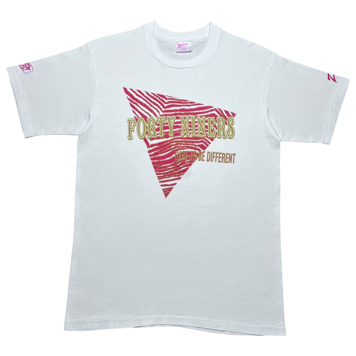 Zubaz Vintage 1990s NFL San Francisco 49ers Zubaz Stripes T-Shirt Size US L / EU 52-54 / 3 - 1 Thumbnail