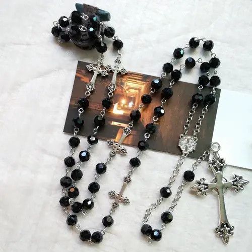 Other Black Crystal Rosary Necklace Size ONE SIZE - 5 Thumbnail
