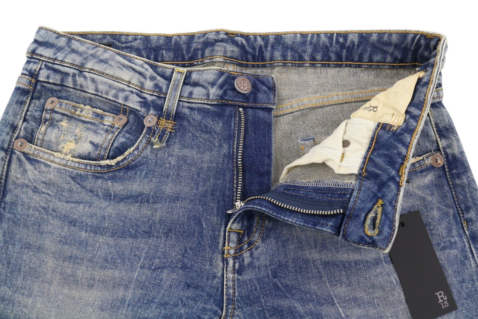 R13 BOY STRAIGHT 29 Kelly Faded Blue RRP699 87182 Size 29" - 5 Thumbnail