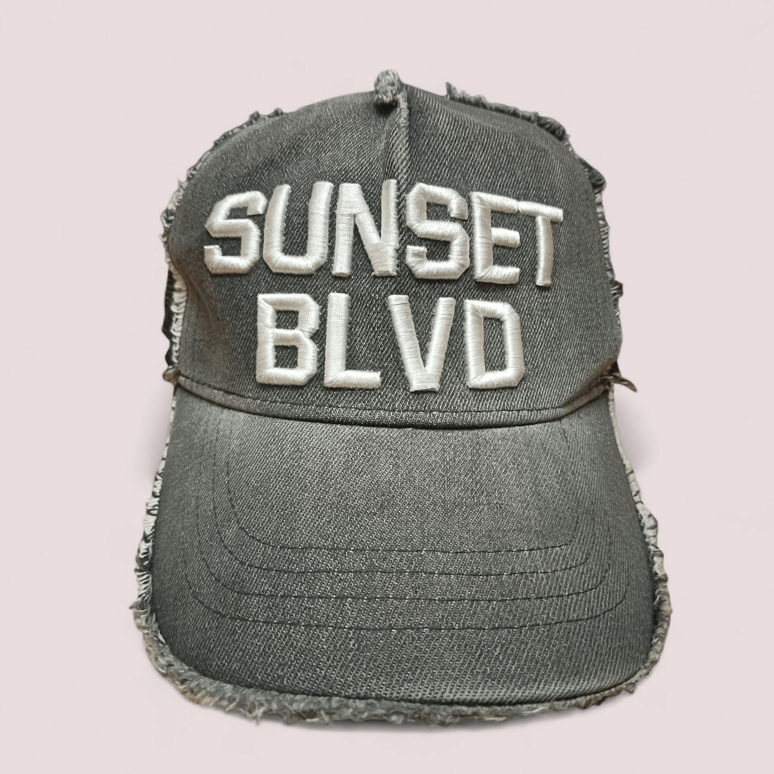 Designer YOSHINORI KOTAKE " SUNSET BLVD" Distressed DenimTrucker Hat Size ONE SIZE - 1 Thumbnail