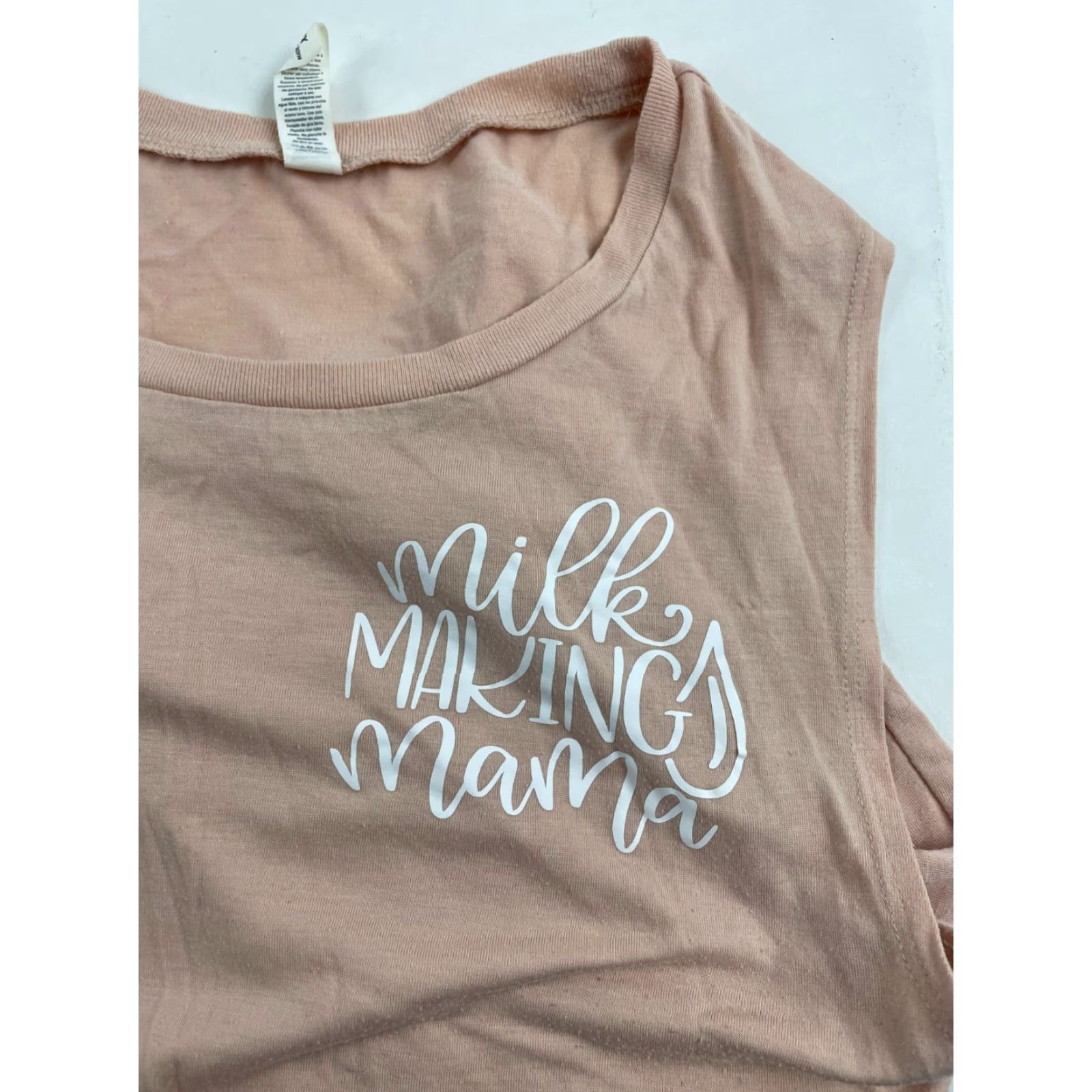 Vintage Bella + Canvas Shirt Women's XL Blush Pink Sleeveless Tank Milk Making Mama Mens? Size XL / US 12-14 / IT 48-50 - 5 Thumbnail