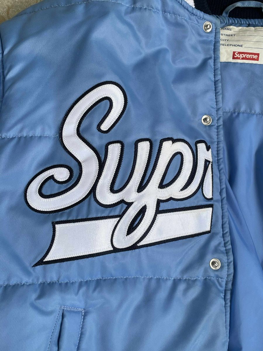 Supreme Jacket Supreme Script Varsity Puffy Blue Rare S 2016 Size US M / EU 48-50 / 2 - 9 Thumbnail