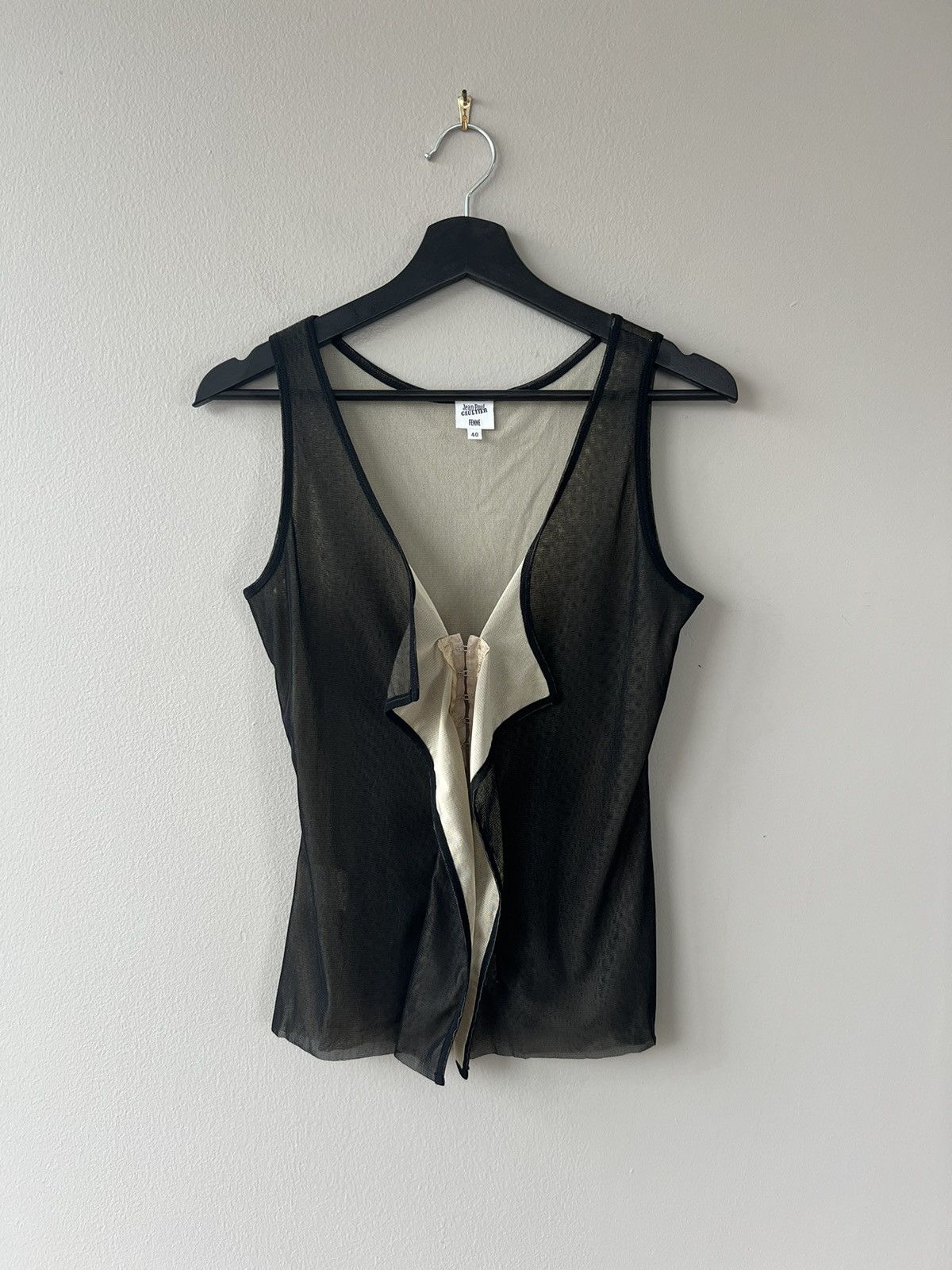image of Jean Paul Gaultier Sheer Layered Corset Top in Black, Women's (Size Medium)