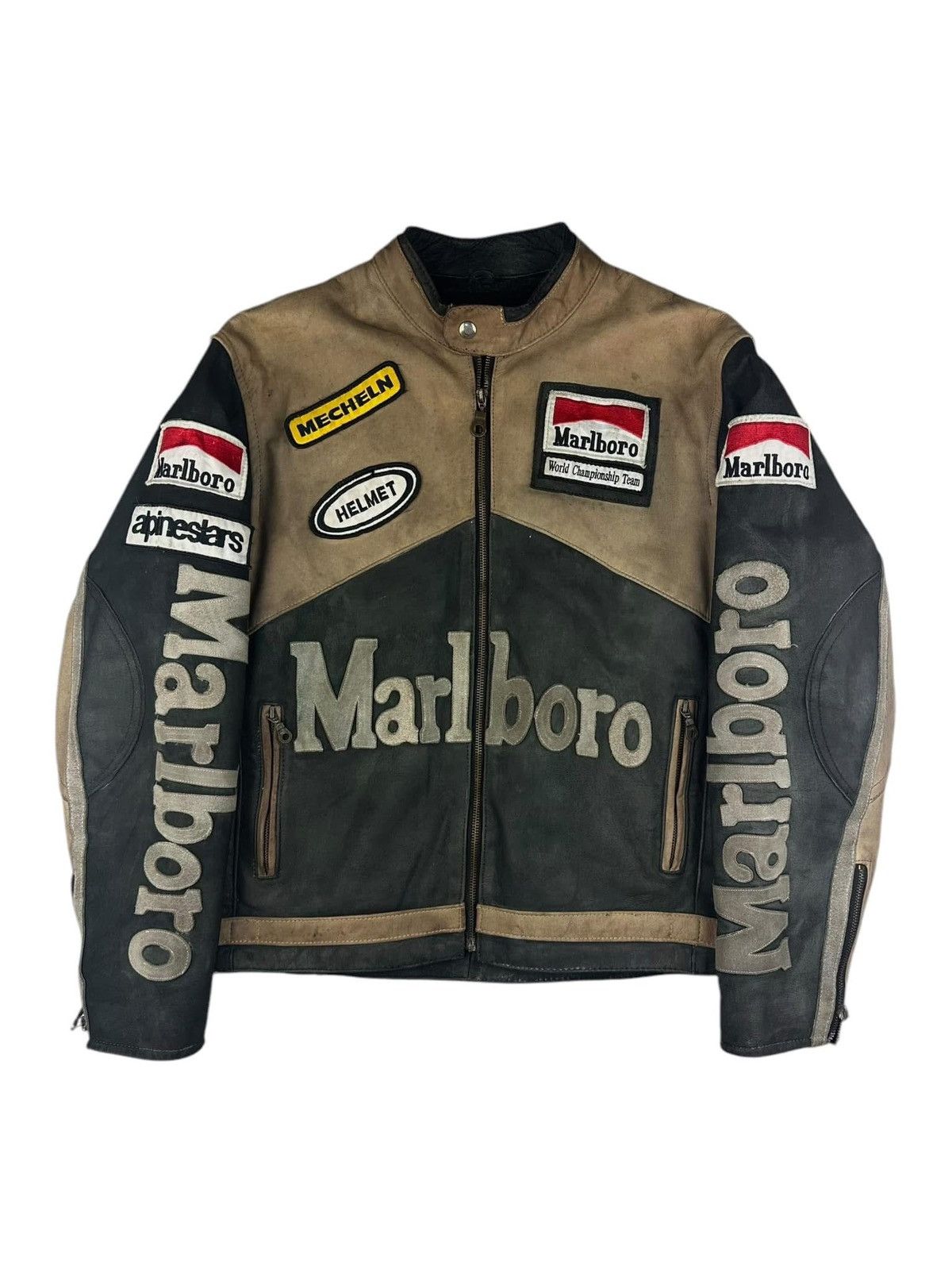 Marlboro Cafe Racer Leather Jacket for Men main image 1