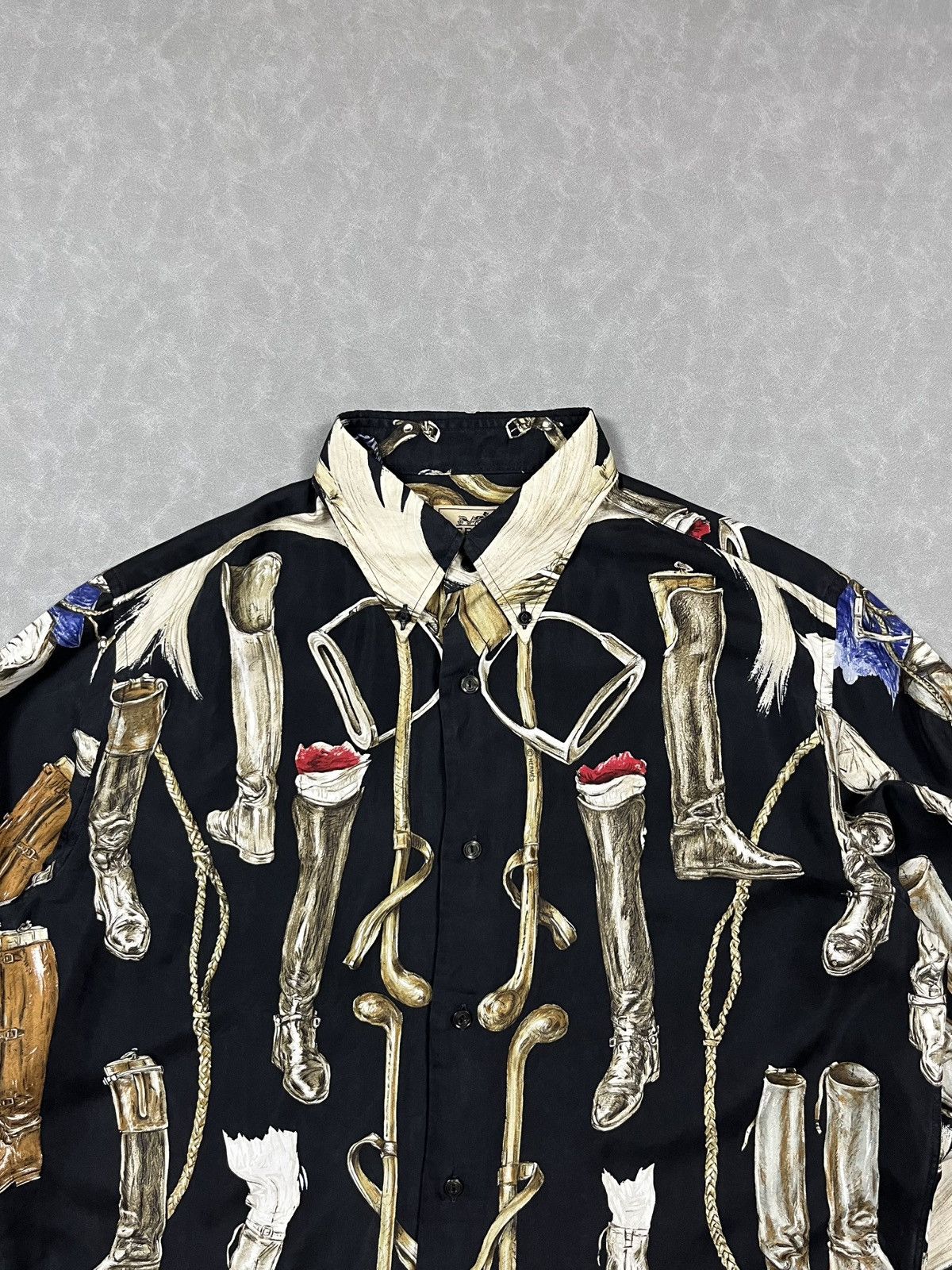 Hermes 90s Hermes silk button up Size US L / EU 52-54 / 3 - 5 Thumbnail