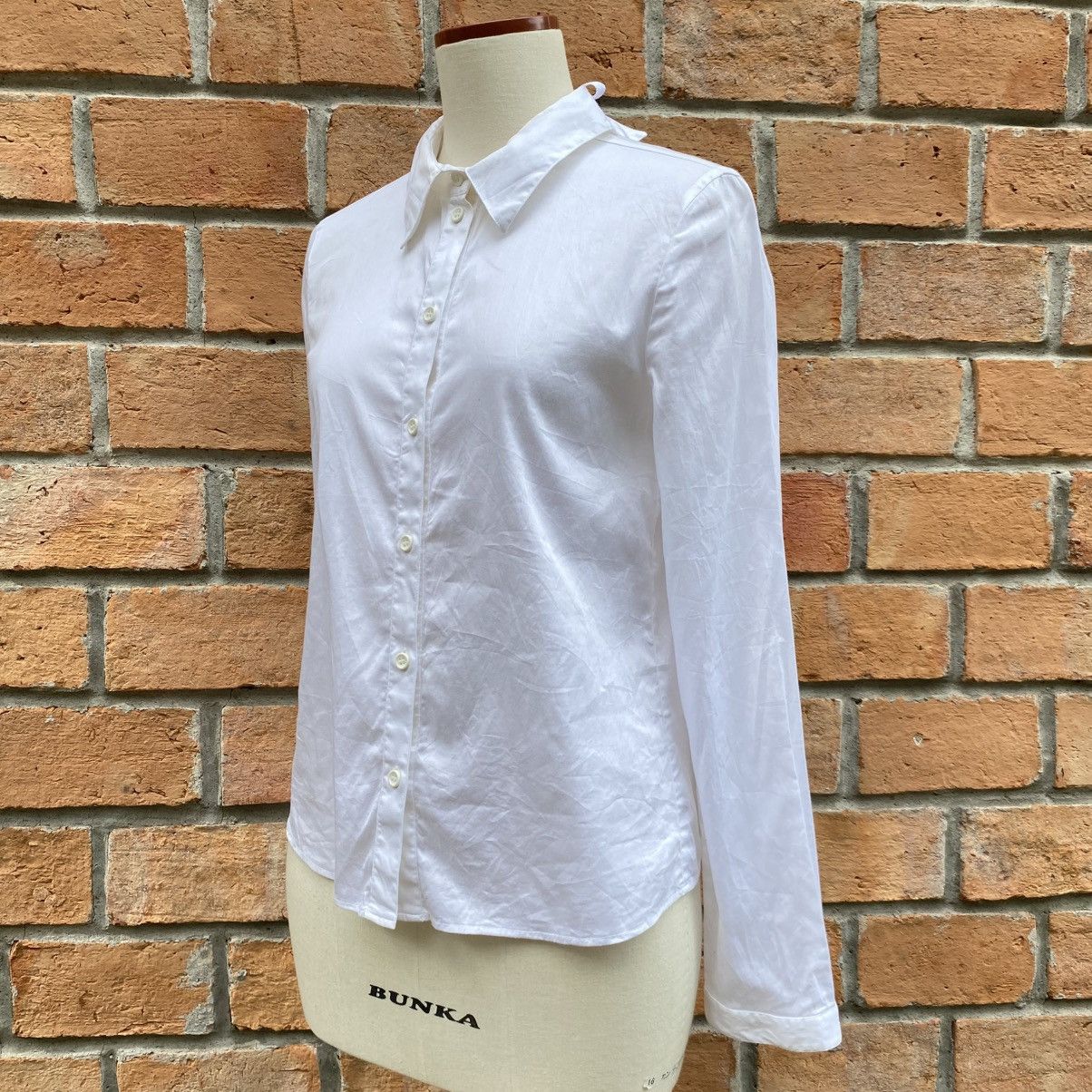 Emporio Armani Emporio Armani Long Sleeve Collared Blouse with Back Bow Tie Size S / US 4 / IT 40 - 2 Thumbnail